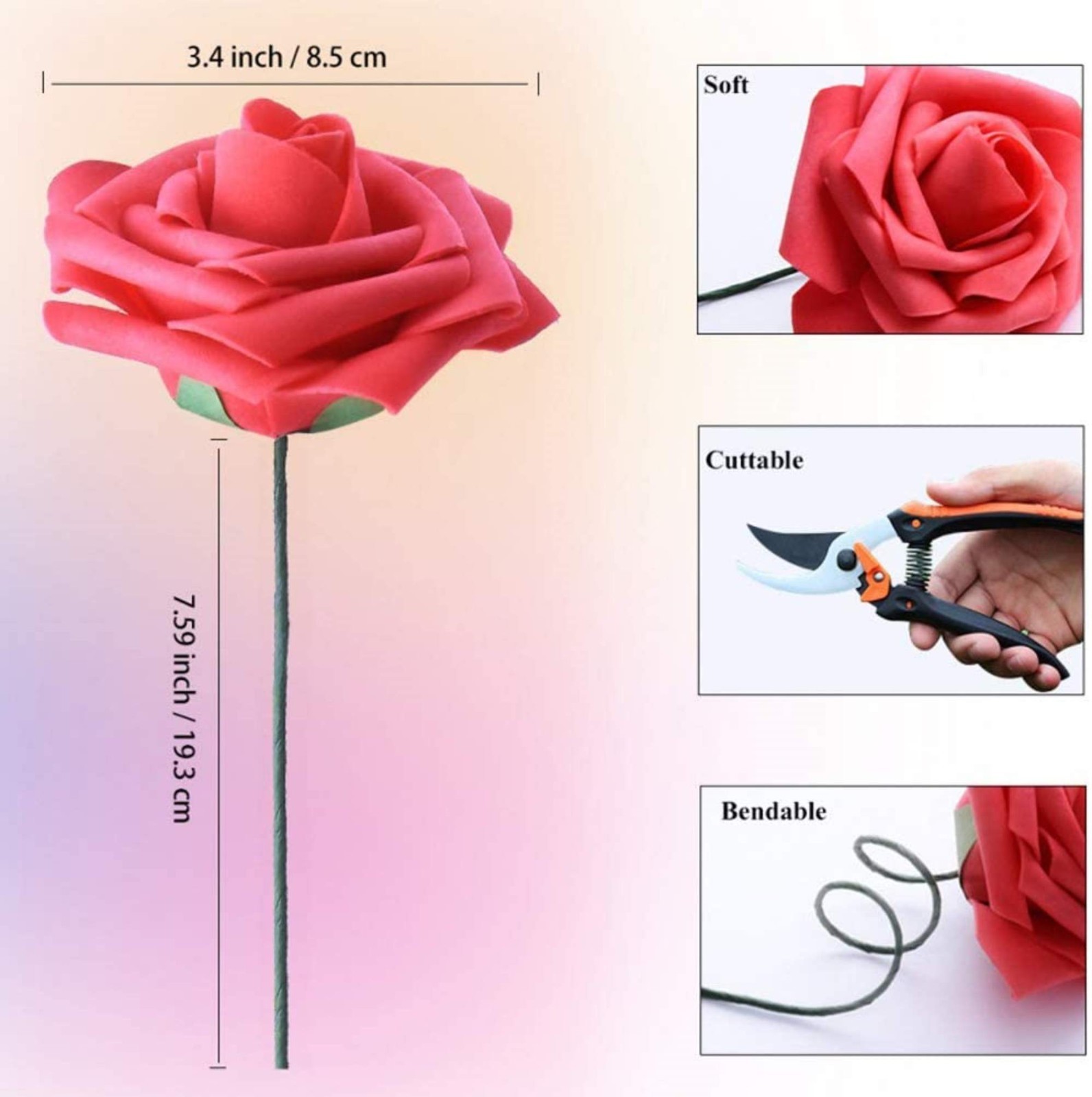 Artificial Rose Flowers 50pcs Pink Fake Roses Artificial Foam Roses Real Looking