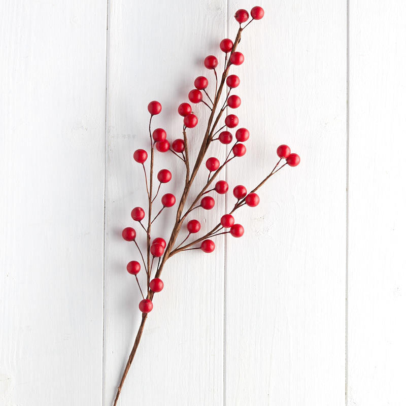 Package of 10 Rich Red Artificial Berry 22″ Spray Picks