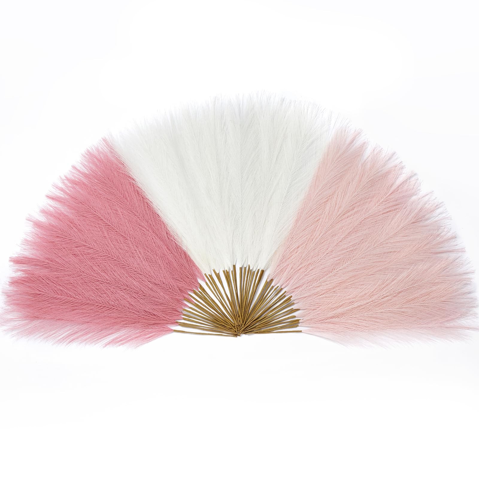 60 PCS Pampas Grass 17.7 Inch Pink Faux Home Wall Decor Vase Filler Wedding