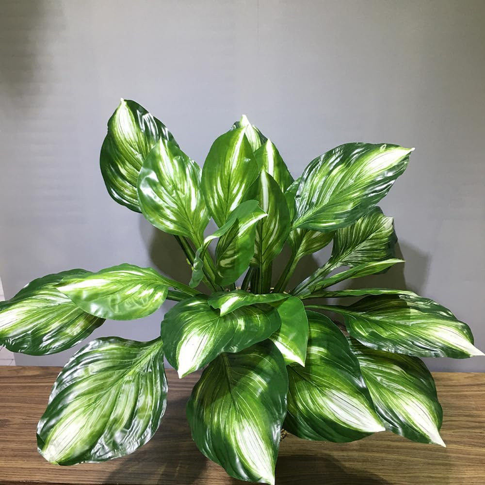 2Pcs Artificial Halcyon Hosta Perennial Plants 19″ Large Faux Cordyline Shade…