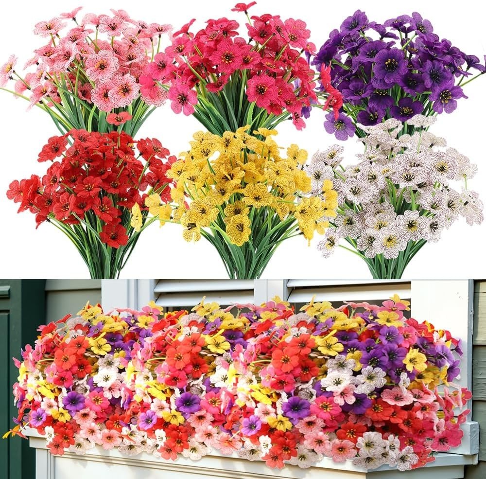 30 Bundles of UV Resistant Artificial Outdoor Flowers – Faux Garden Decor