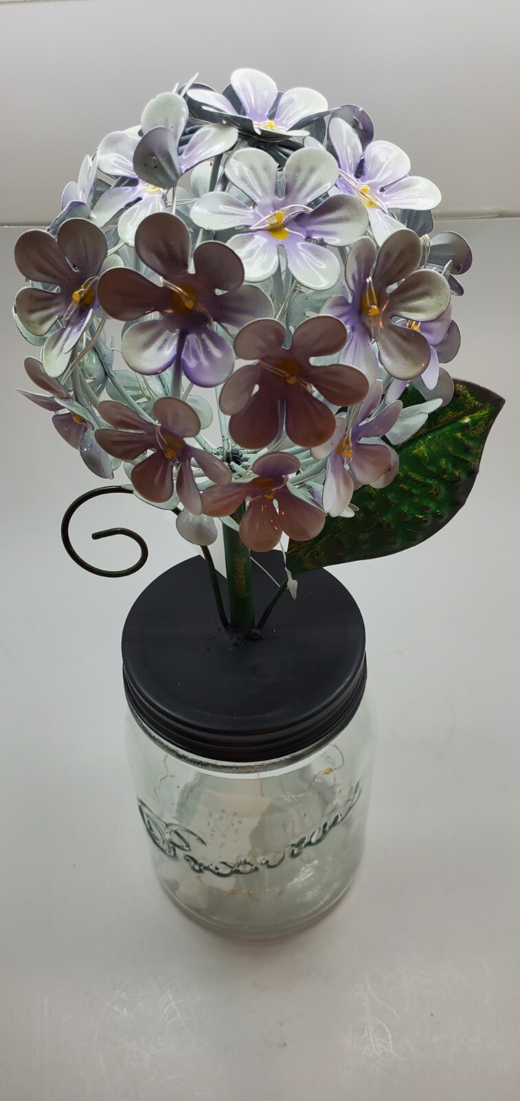 LED Lighted Metal Hydrangea in Jar with fairy light, Ultimate in.. Purple Q9
