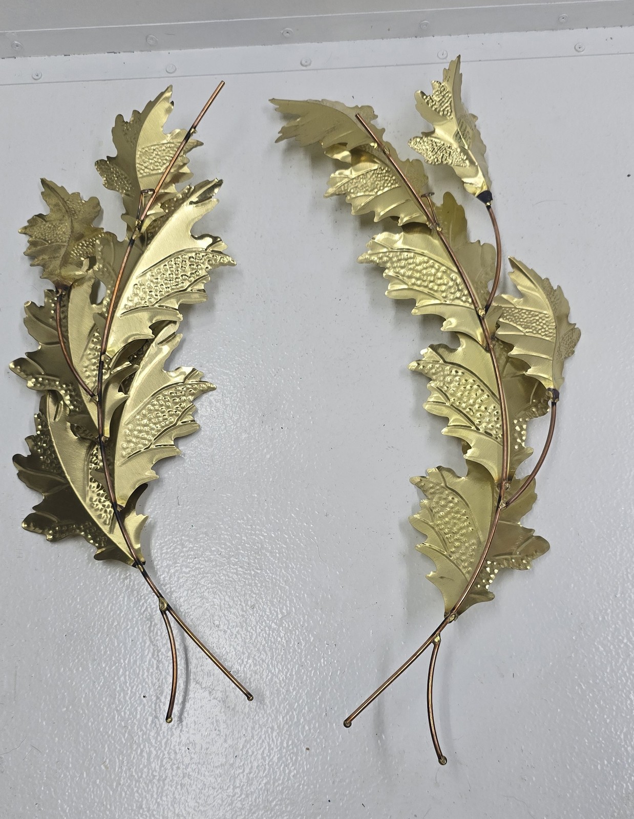 2x Gold Metallic Artificial Oak Leaf Branches 17″ & 19″ Floral Decor Crafts