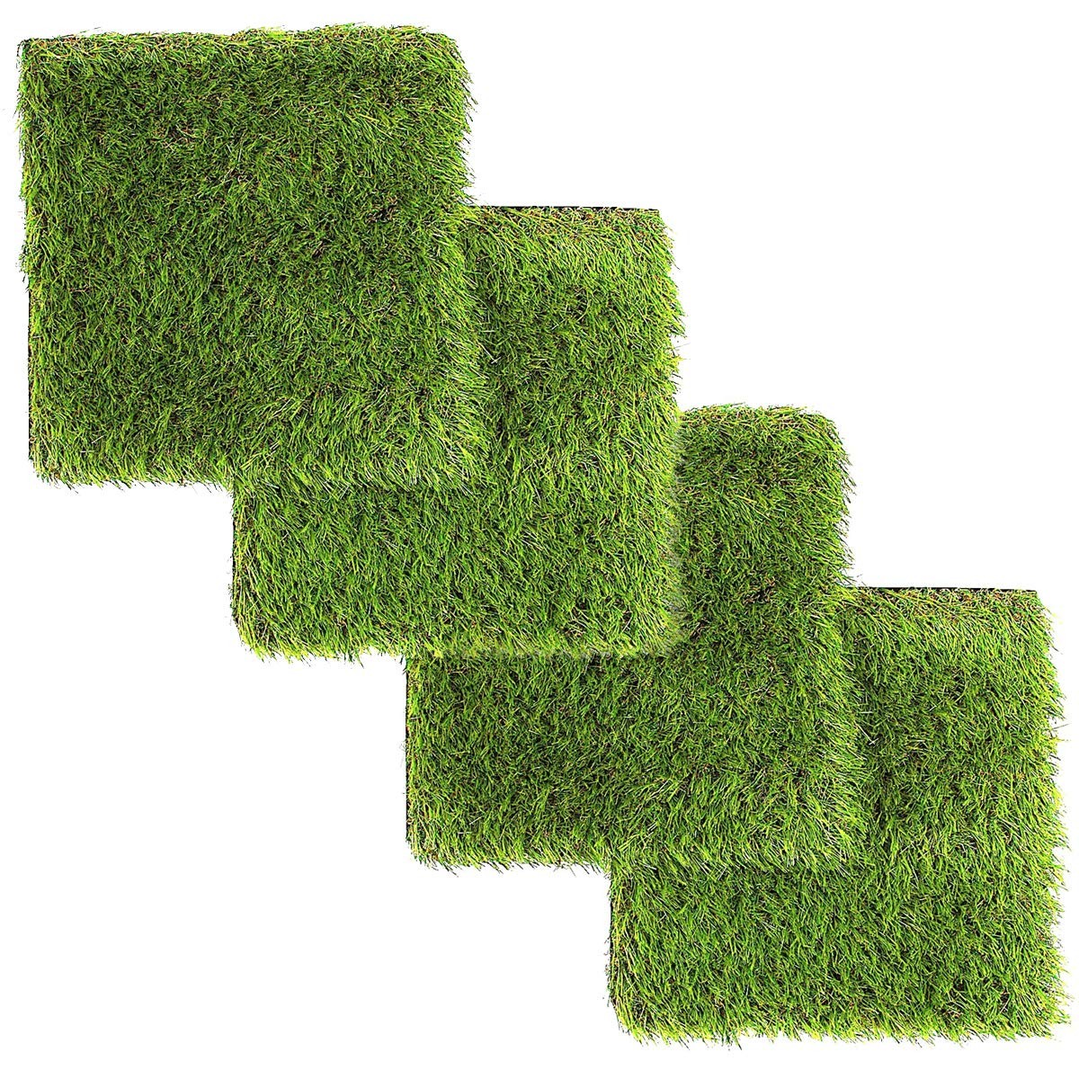 4 Pack 12.2×12.2 Inch Artificial Grass Square Tiles for Patio Garden Decor