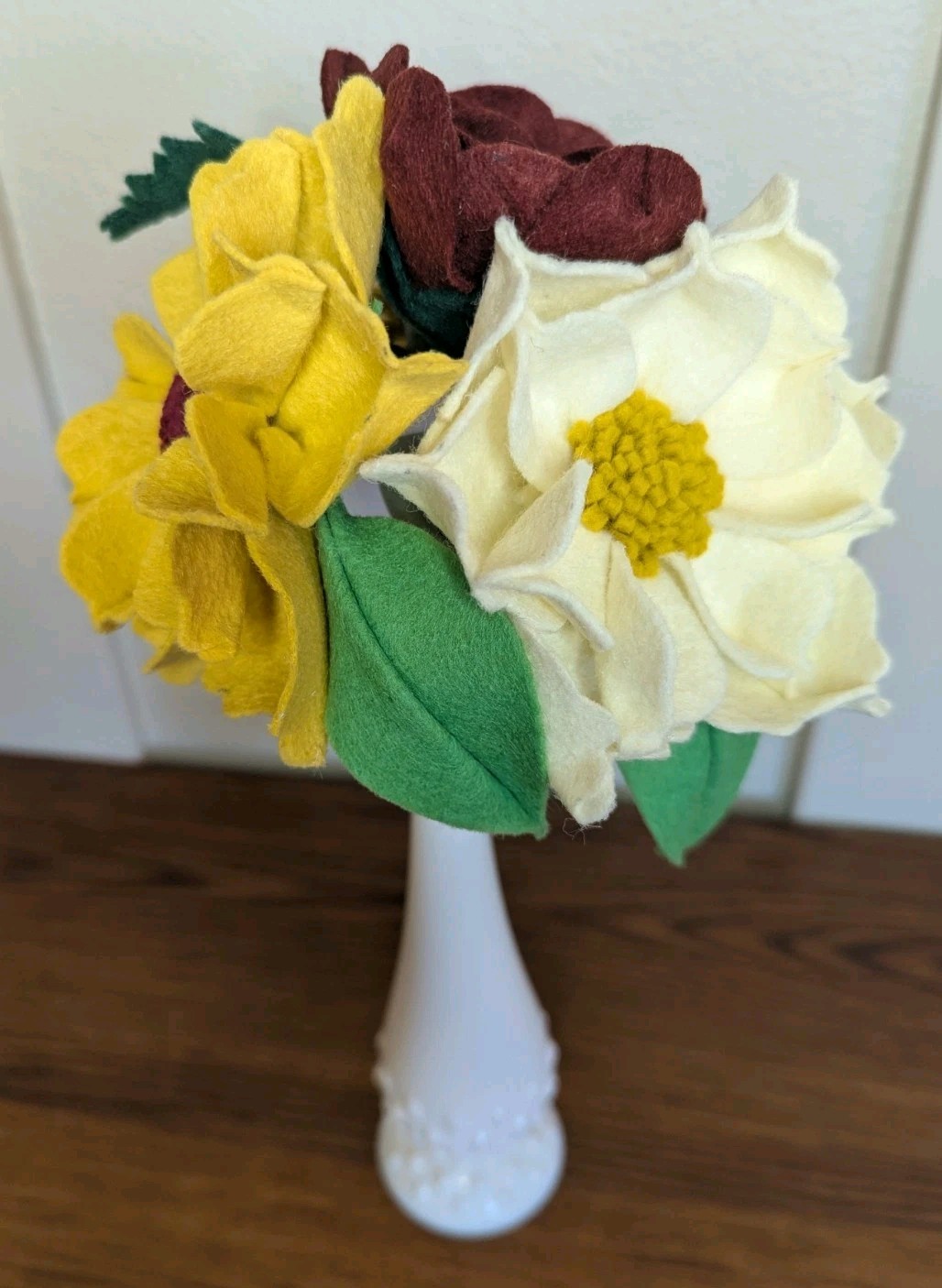 Beautiful Hand Cut Wool Blend Felt Flower Bouquet Gift Wrapped/Great Gift Idea!