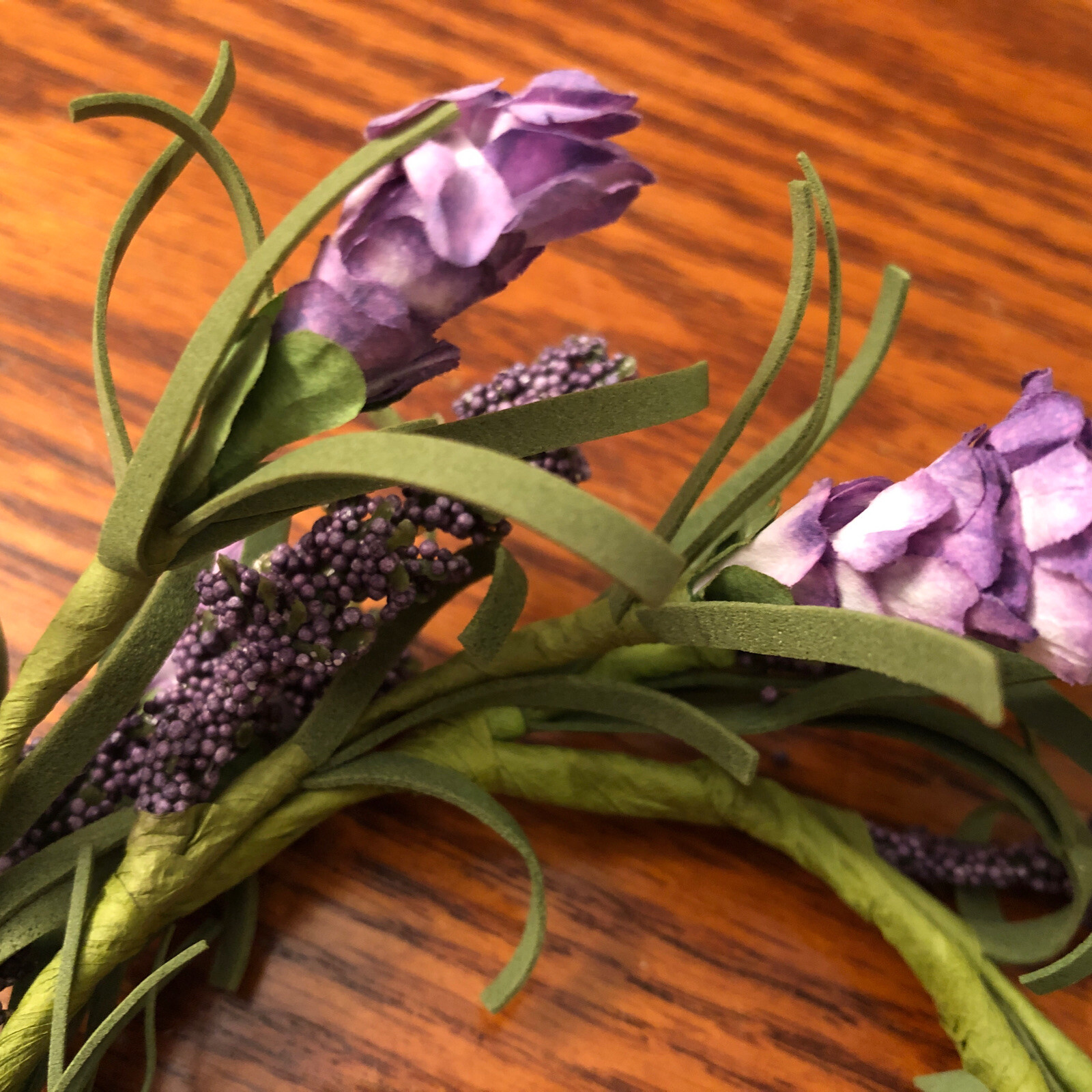 Small Farmhouse Lavender Larksur with Greenery Candle Ring 3″ Opening