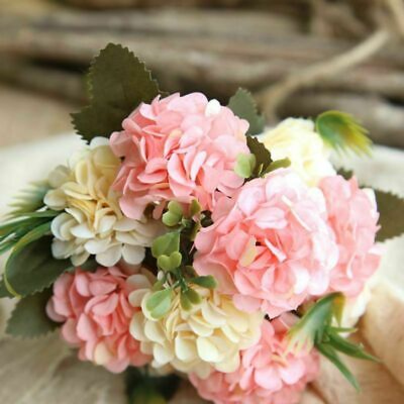 Artificial Silk Hydrangea Bouquet 10 Blooms for Indoor Wedding Centerpiece Decor