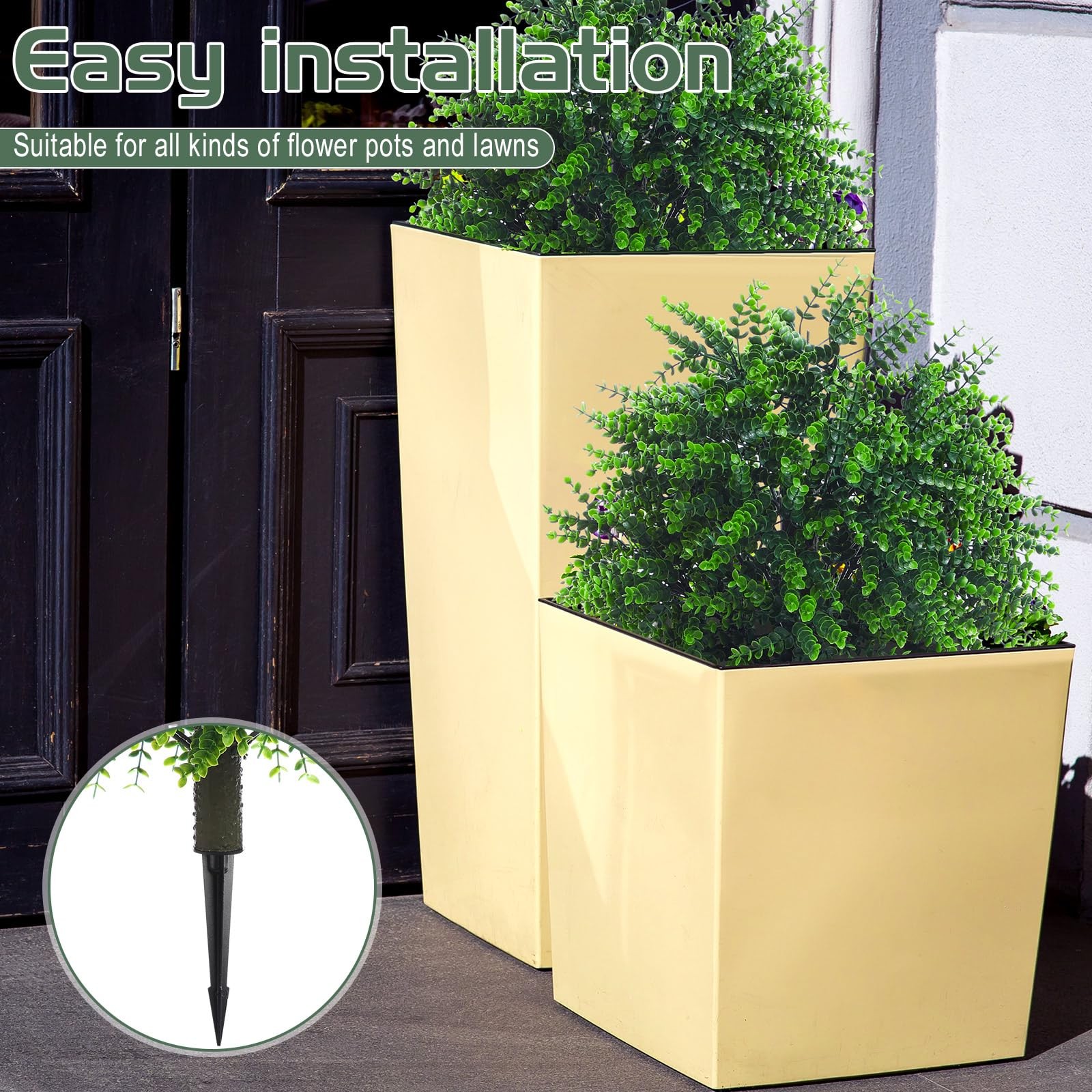 Artificial Boxwood Topiary Tree Set of 2, 18″ Tall UV Resistant Artificial Ou…