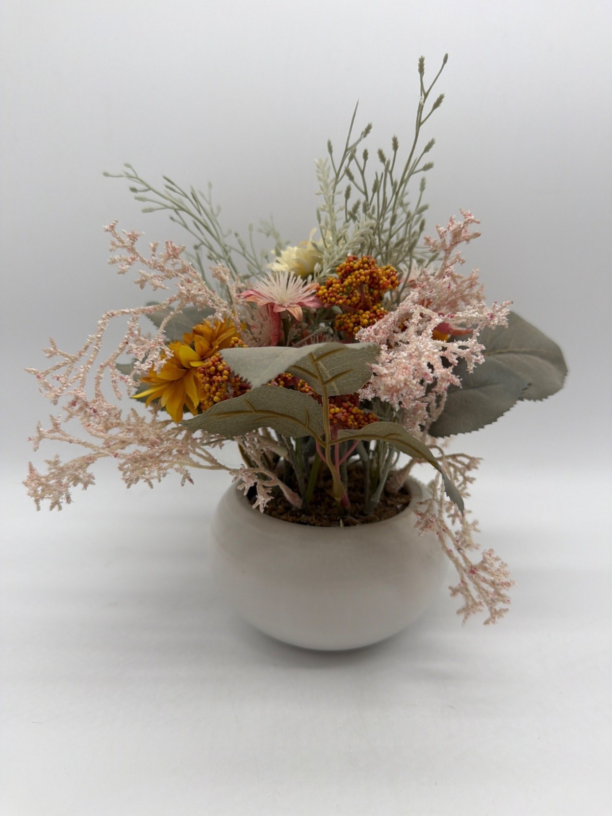 Ashland Sunbaked Artificial Floral Arrangement In White Ceramic Vase Tabletop Dé
