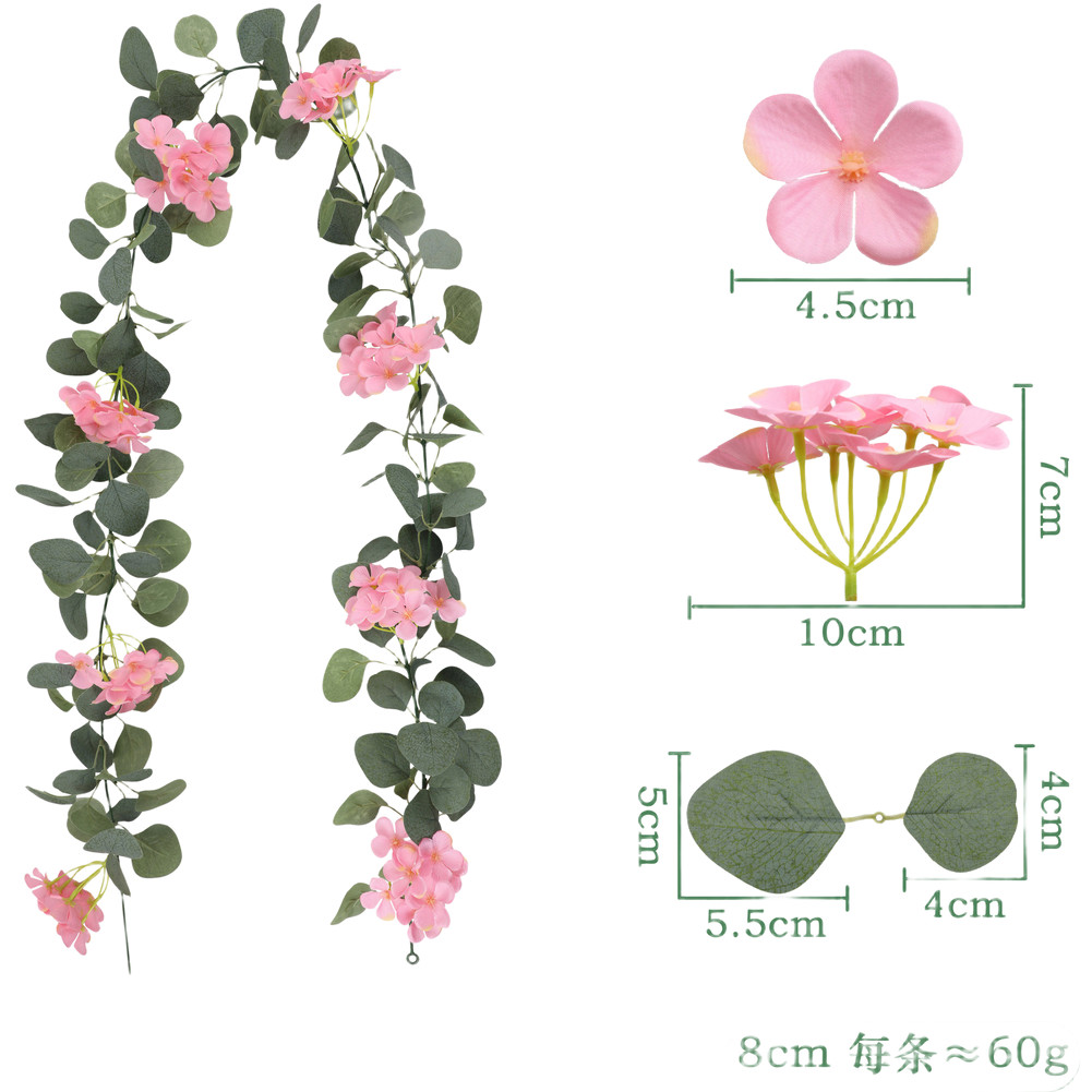 Silk Artificial Hydrangea Vine 178cm for Bedroom Living Room Wedding Hangings