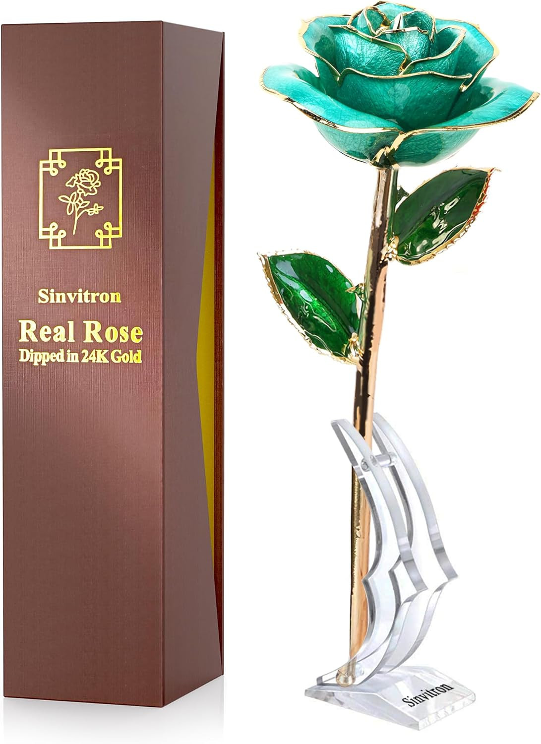 Gold Dipped Rose 24K Real Rose, Long Stem 24K Gold Plated Rose