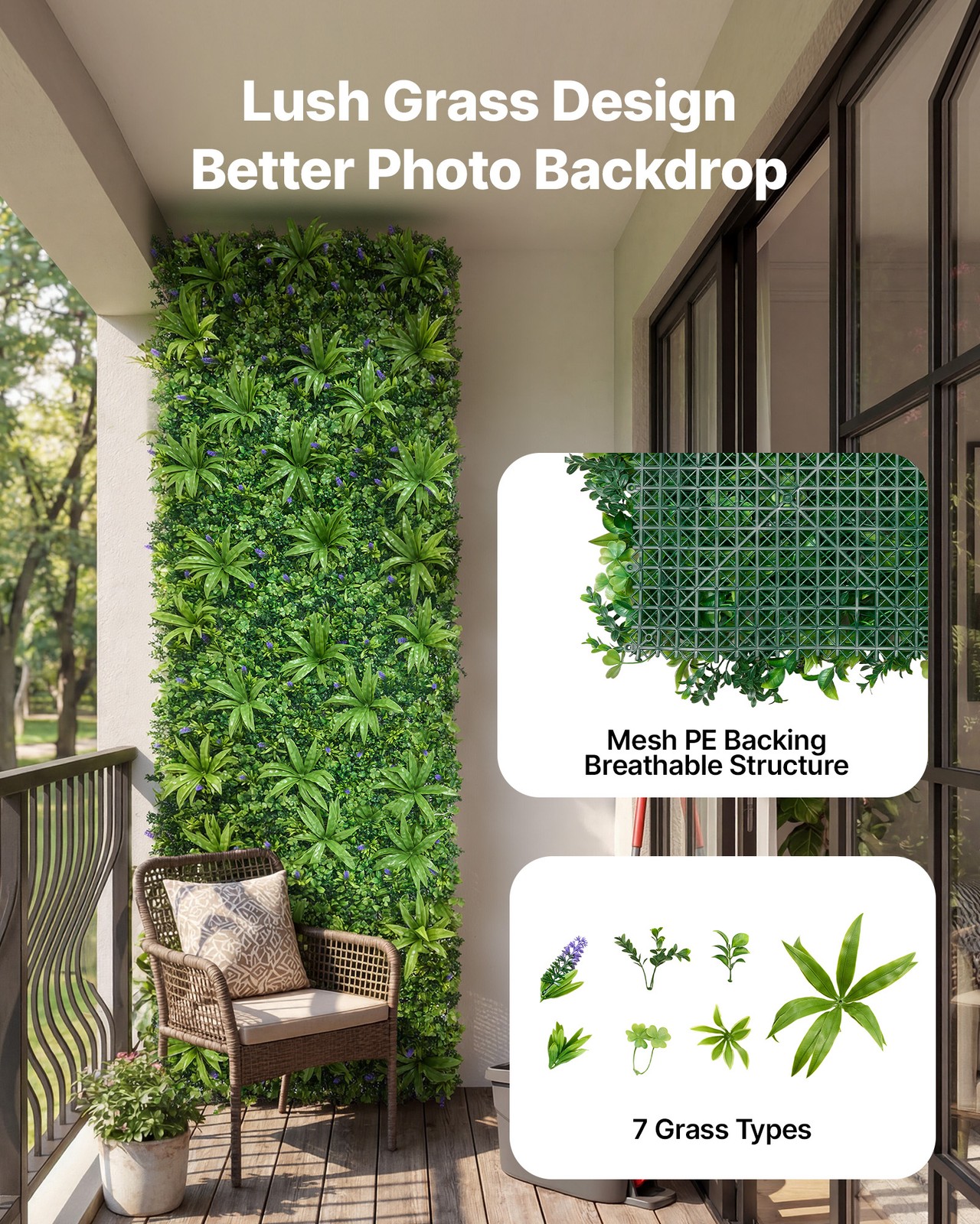 VEVOR Artificial Plant Wall 40 x 120 in Boxwood Panel Greenery Backdrop Patio