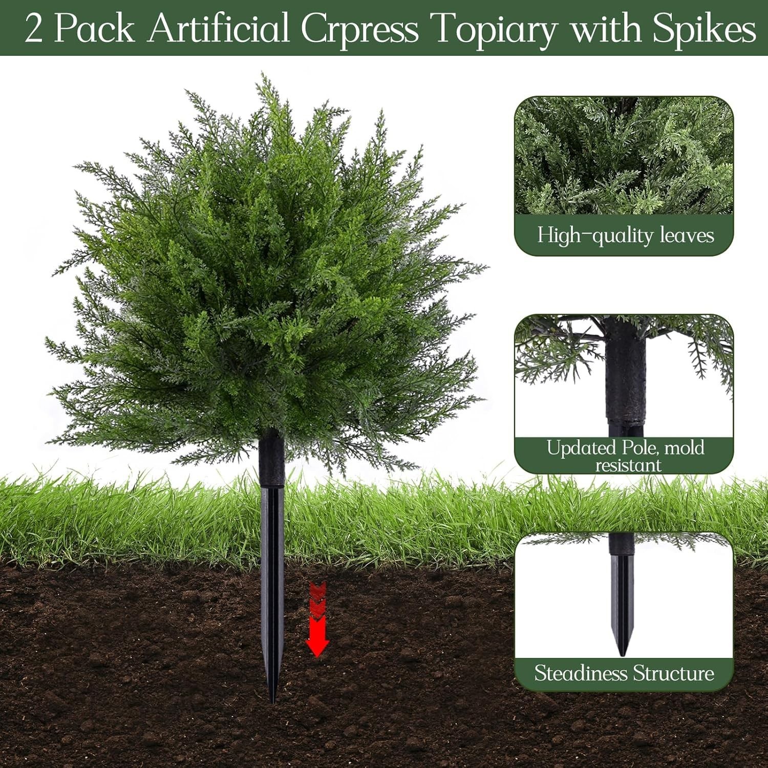 Artificial Cypress Topiary Tree Fake Faux Cedar for Porch Outdoor UV Resistant