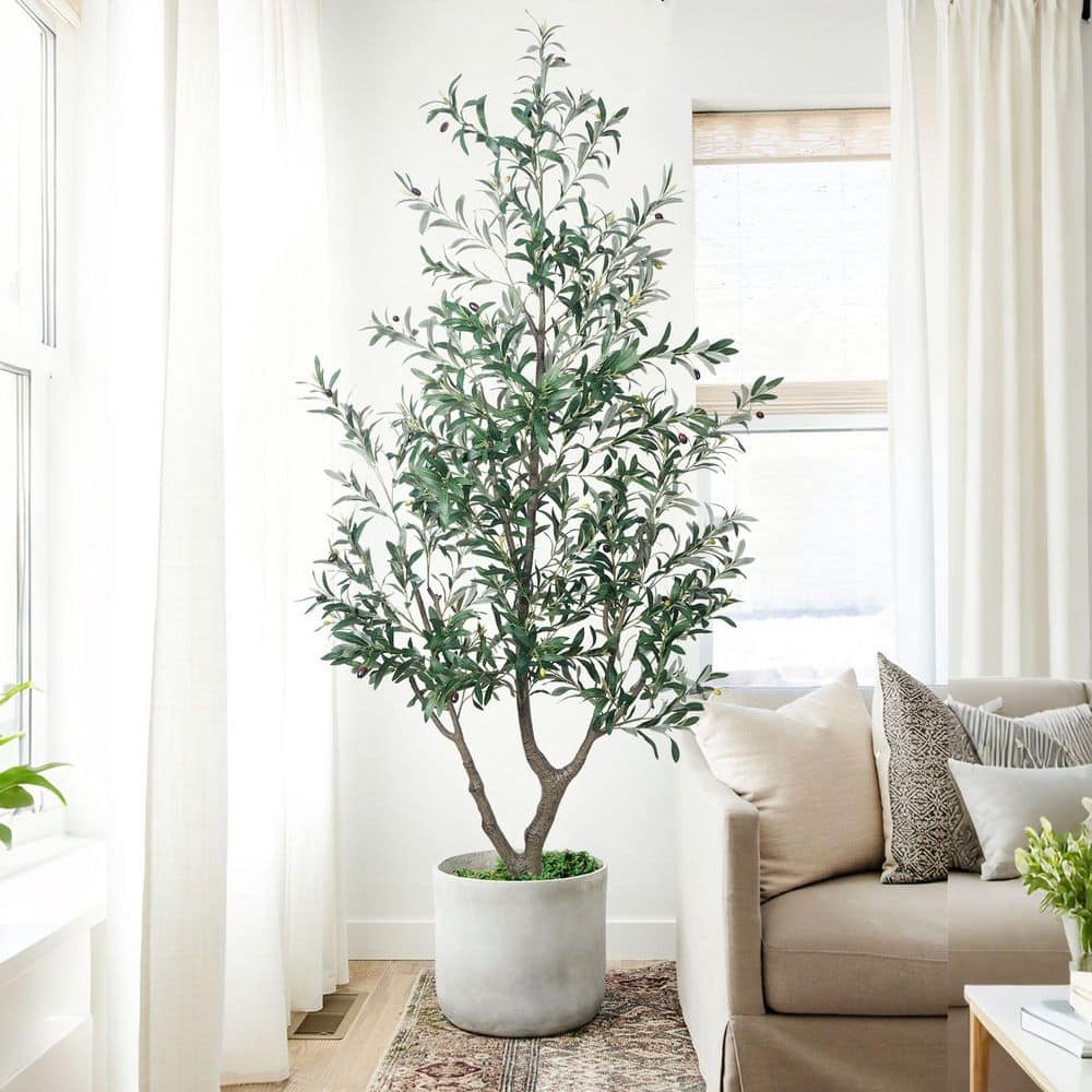 7 Ft. Artificial Olive Tree Faux Plant in Pot for Indoor and Outdoor Decor New