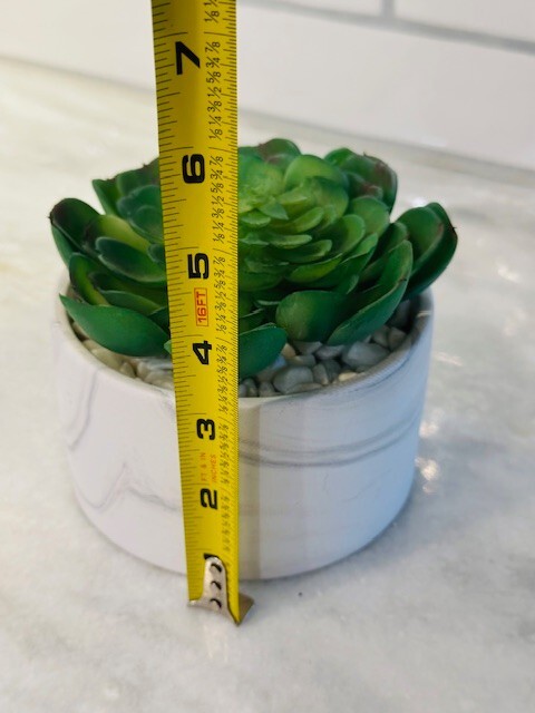 Succulents Plants Artificial, Larg Fake Succulents in White & Grey Ceramic Pot