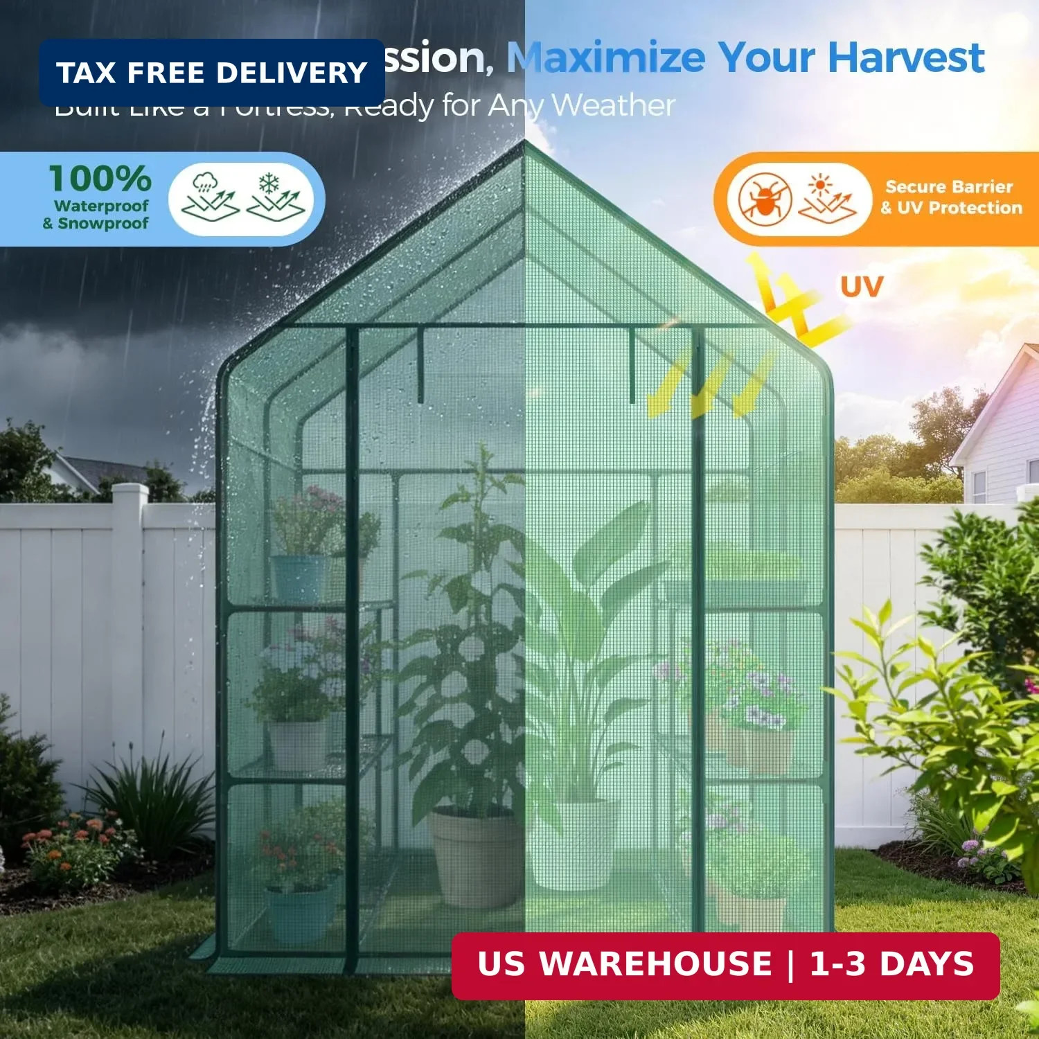 Ohuhu Greenhouse for Outdoors with Screen Windows, 57 x 57 x 76” Walk in Plant
