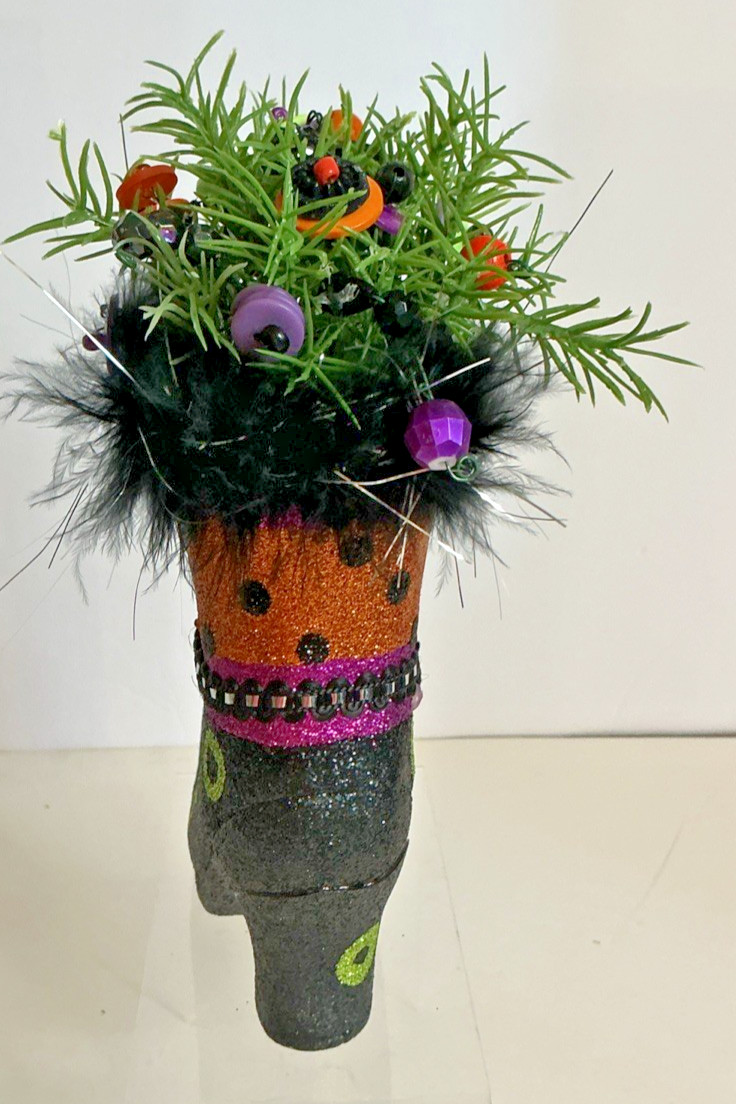 Vintage Halloween Witch’s Boot Button Bouquet One Of A Kind Handmade