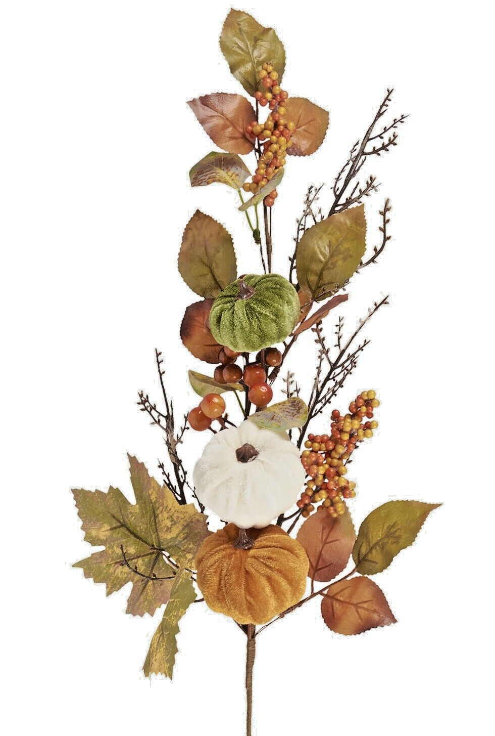 Fall Pumpkin Berries Artificial Stem Branch Greenery Faux Flower Plant-25″ Gold