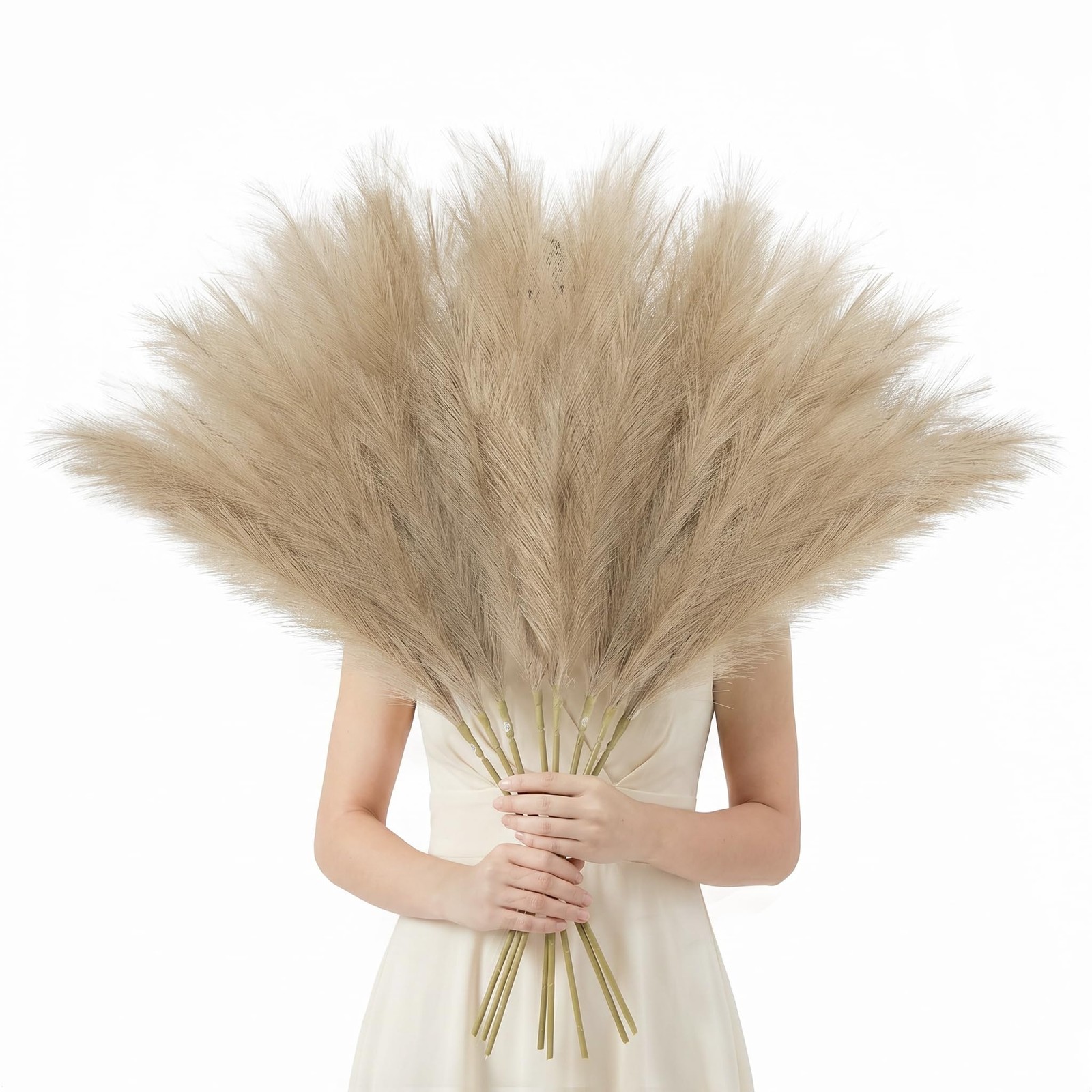 8 PCS 35.4 Inch Brown Tall Pampas Grass Decor Large Artificial Vase Filler