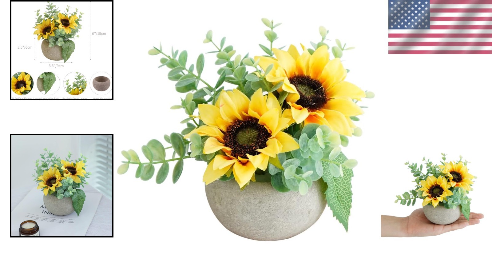 Bright Yellow Artificial Sunflower Decor in Pot – Vibrant, Low-Maintenance In…