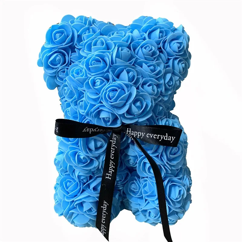 1pcs 25cm Rose Bear Artificial Foam Rose Flower Teddy Bear Valentines Day Gift B