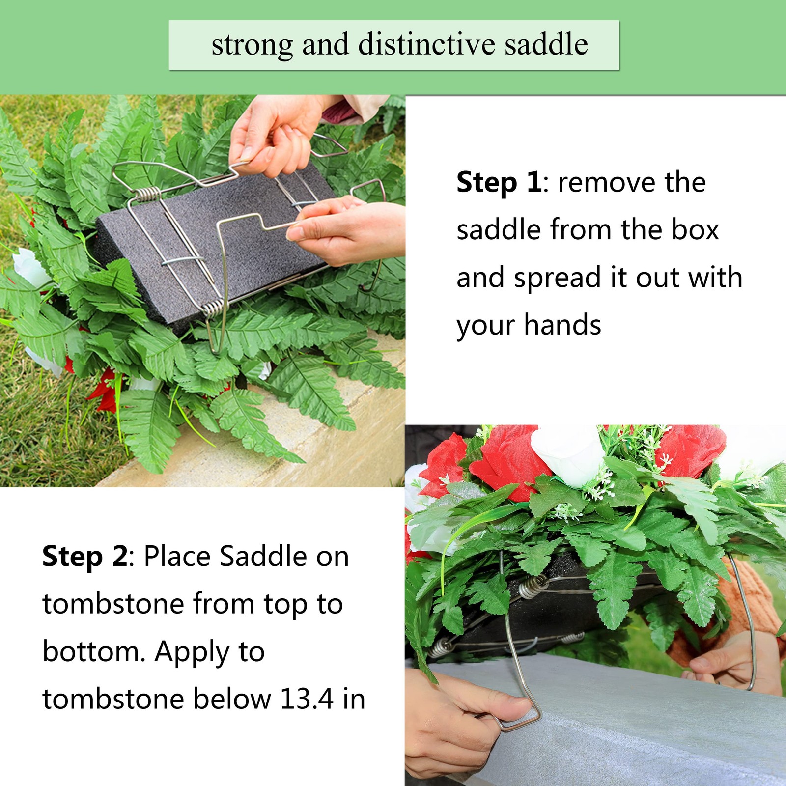 Artificial Cemetery Flower-Outdoor Grave Saddle Headstone Decorations,Pink an…