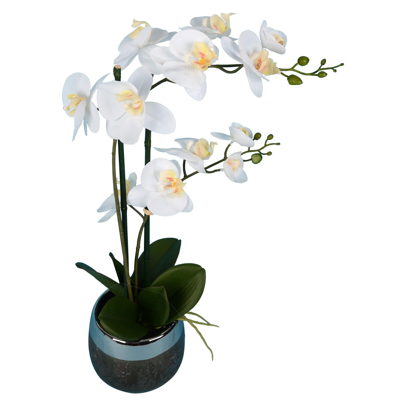 Vickerman 23″ Plastic Artificial Phalaenopsis with Metal Pot in White