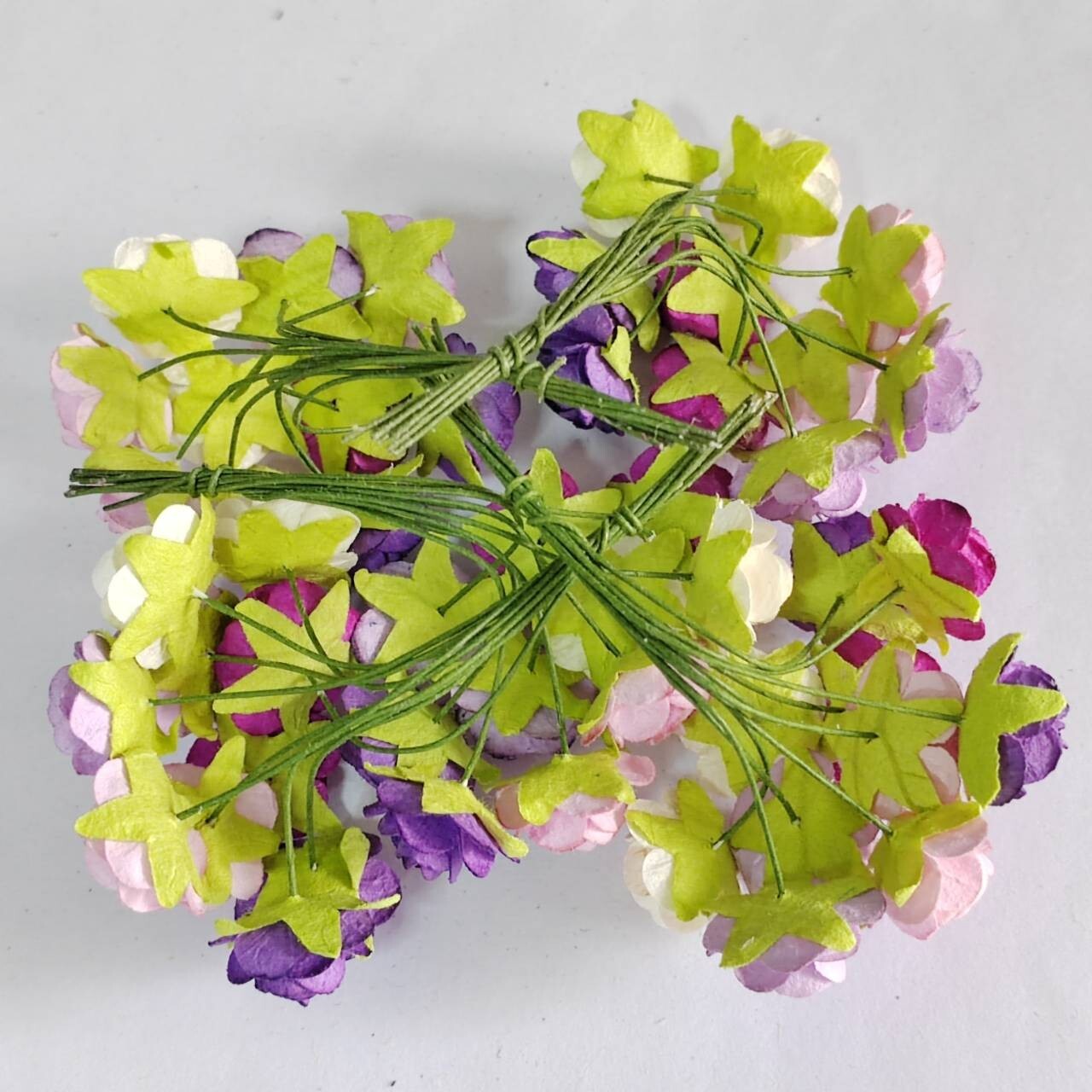 100 (White-Purple tone) Artificial Flowers Rose Flower Paper Flower size 15-17mm