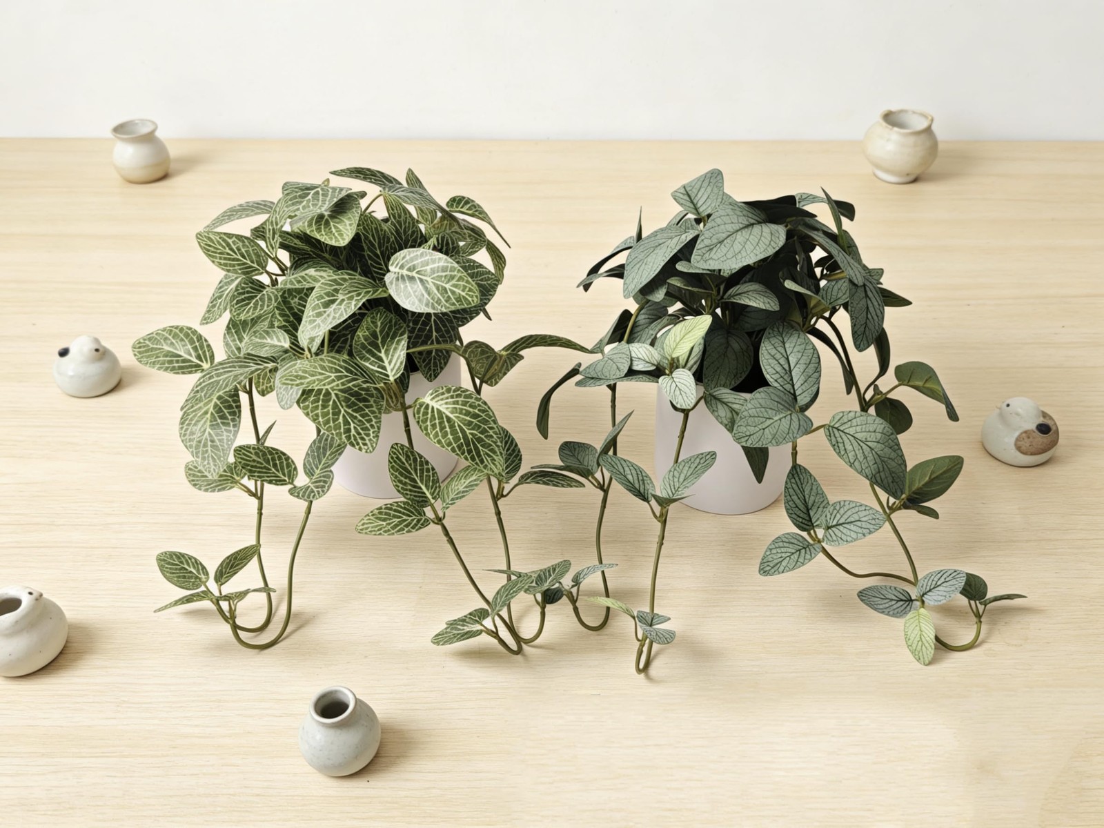 2 PCS Artificial Potted Plants 35cm Realistic Faux Greenery White Pot Decor
