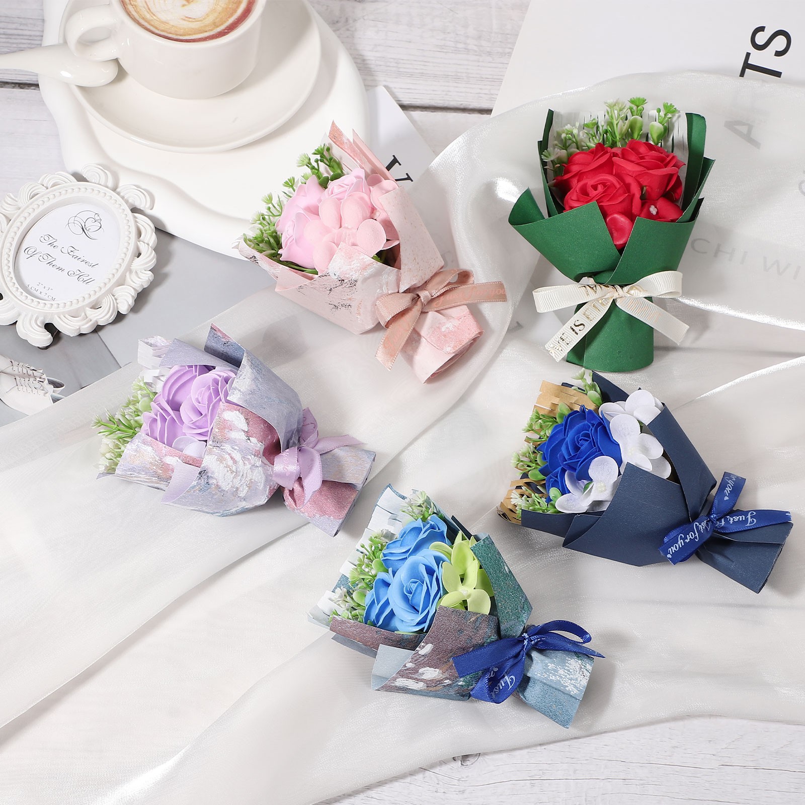 Pink Rose Dried Flower Bouquet, Car Vent Clip Scent Diffuser, Style 1
