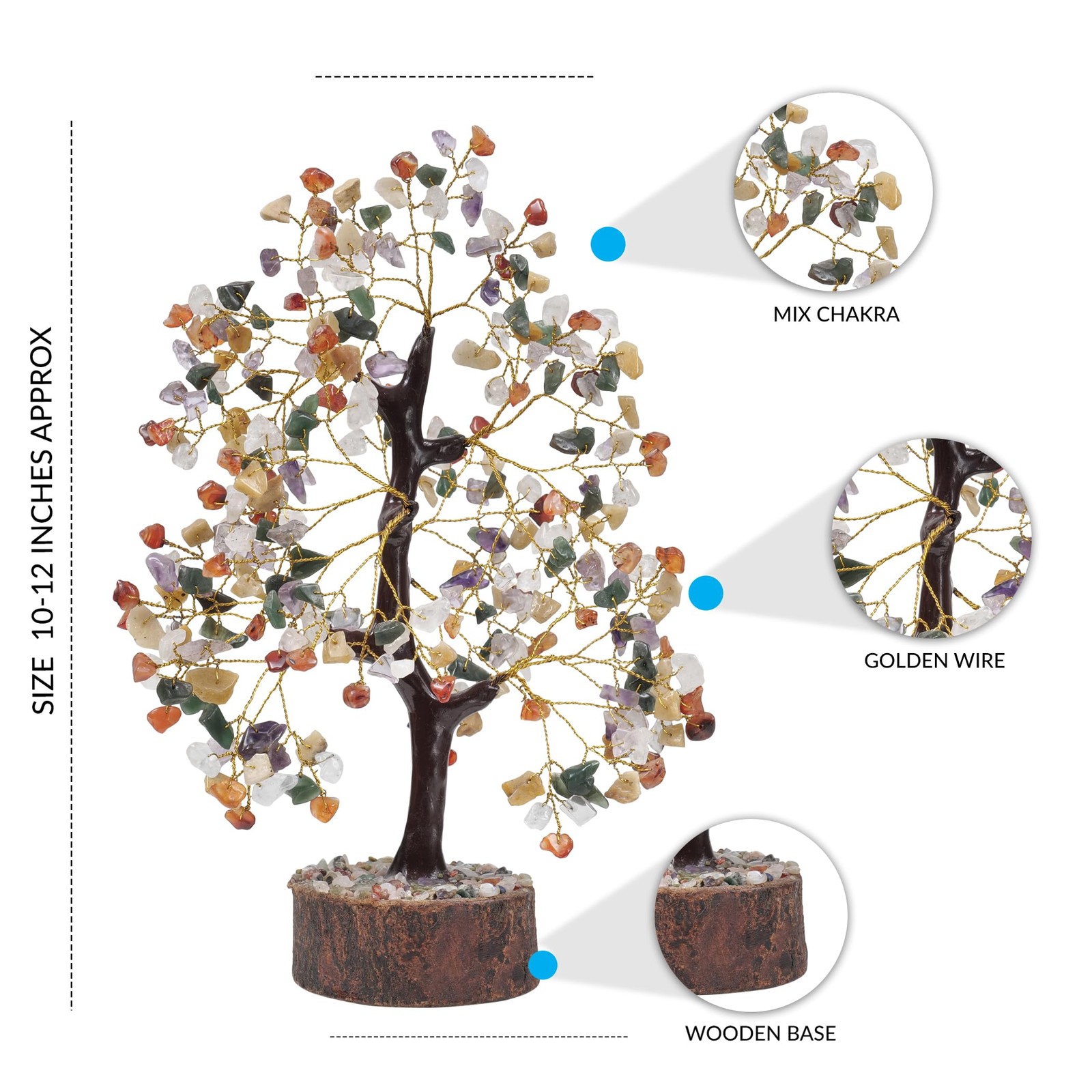 Chakra Money Tree, Crystals, Spiritual 10 in – 12 in, A-chakra Mix Tree G