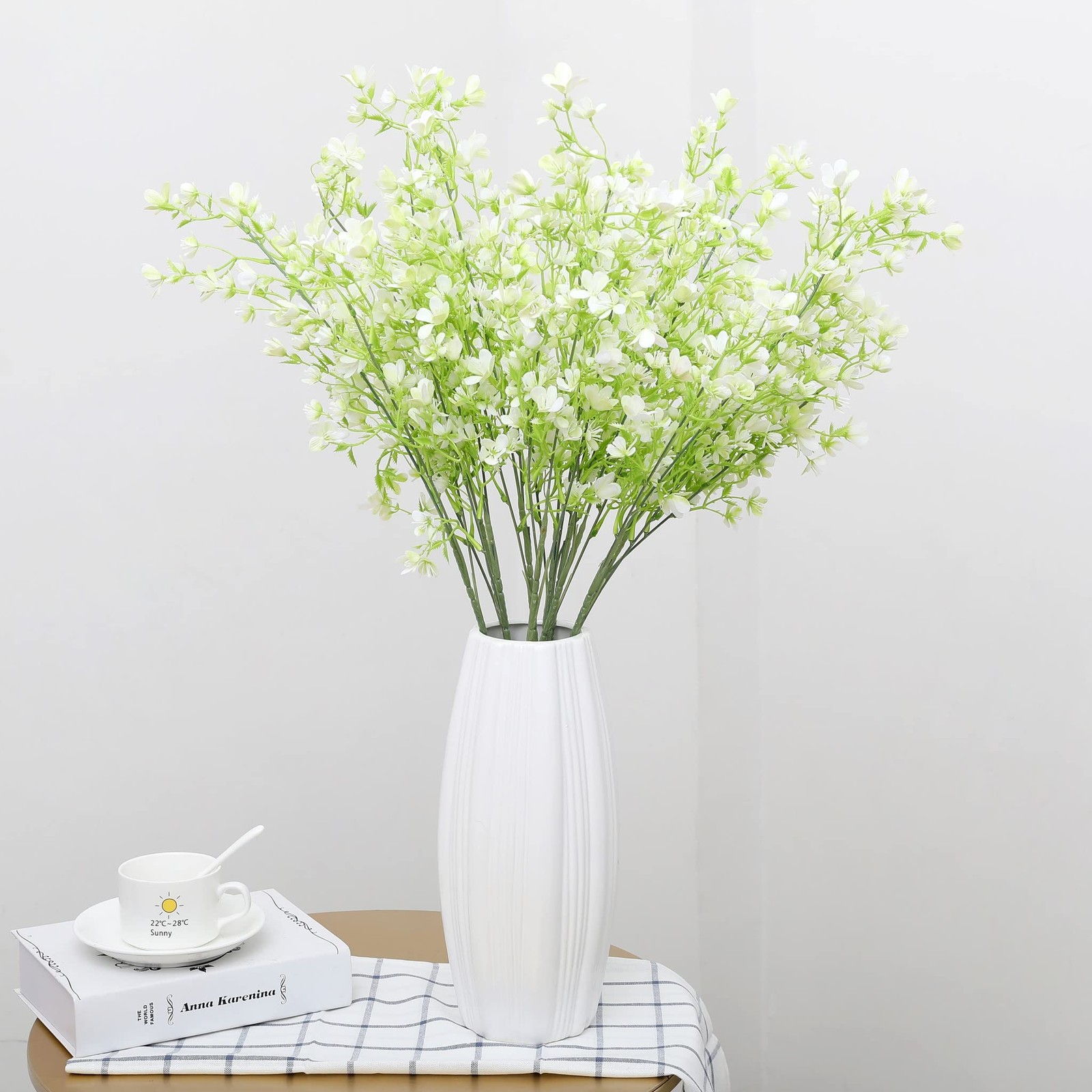 29” White Plastic Flowers Artificial Bouquet Faux Greenery Long Stems for Tal…