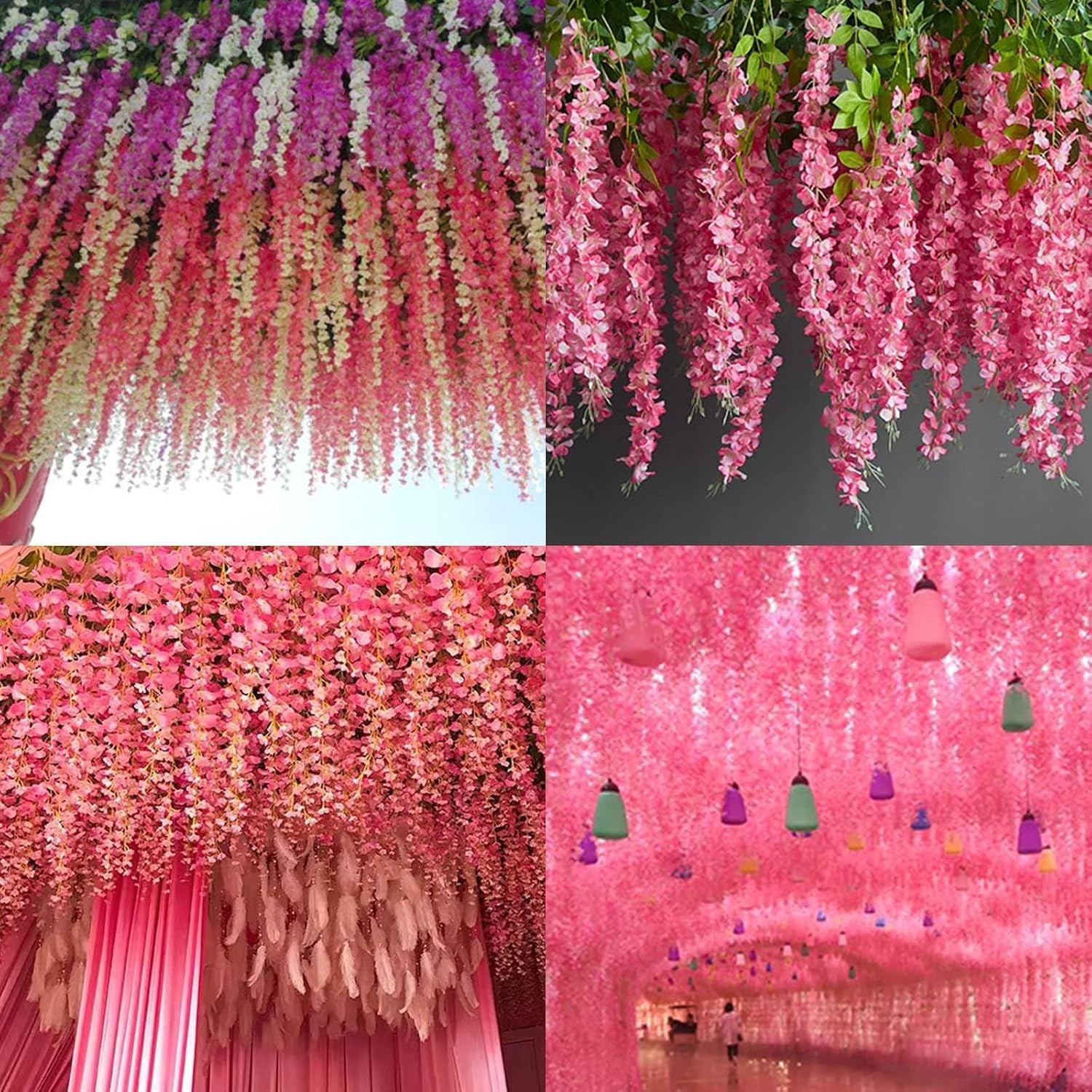 12 Pack Artificial Wisteria Hanging Flowers Fake Wisteria Flower Silk Vines R…