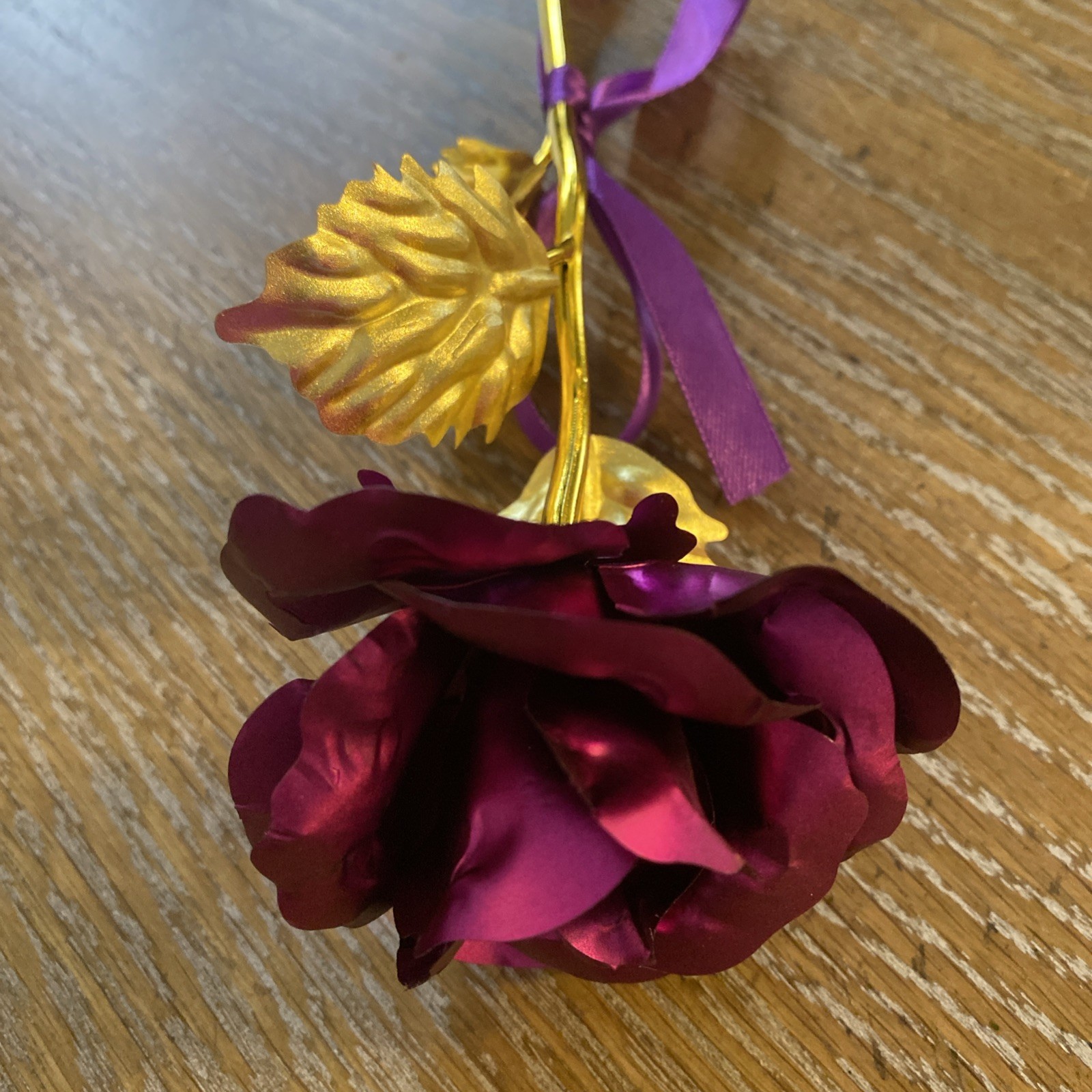 Forever 24K Rose Gold Purple Dipped Flower w/ Gift Box for Her