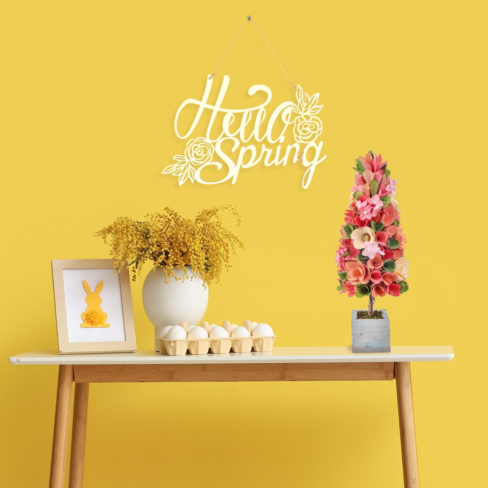 19 in. Pastel Colors Spring Floral Cone Tree