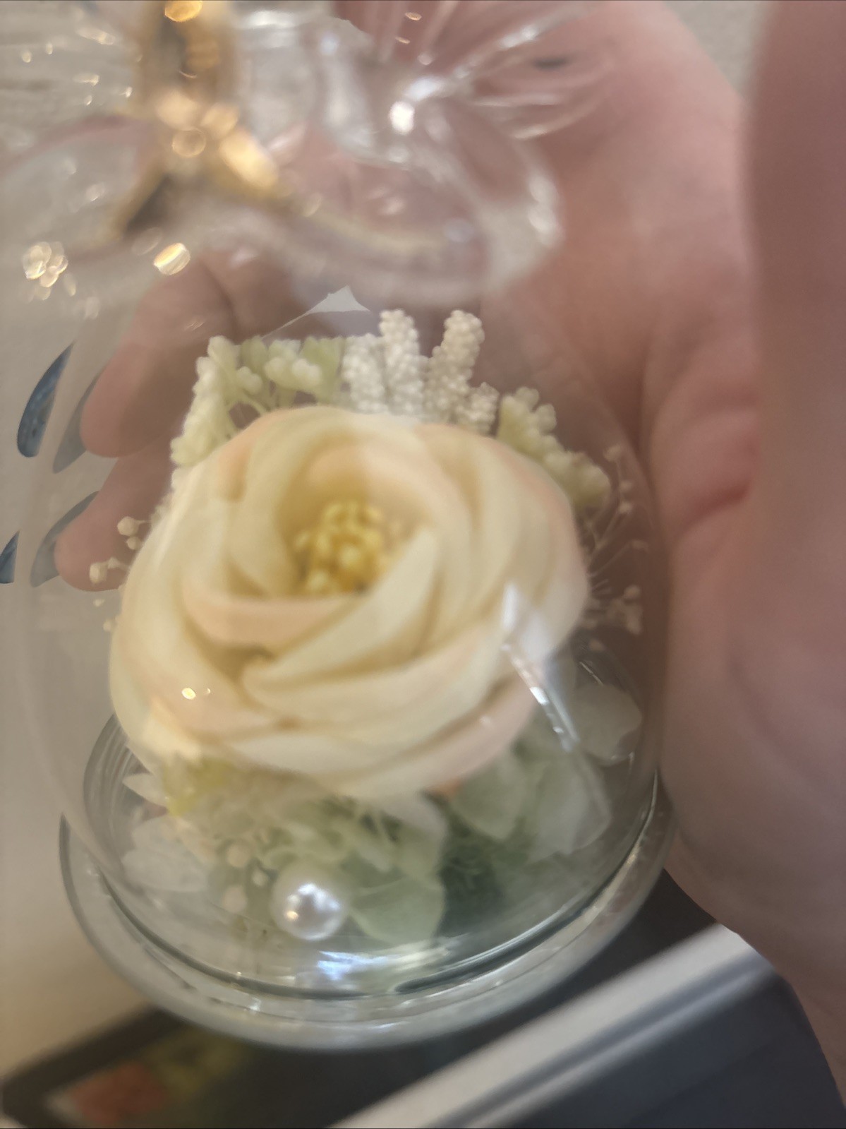 Forever Rose in Angel Glass Dome Cover Eternal Flowers Love, Angel Figurine