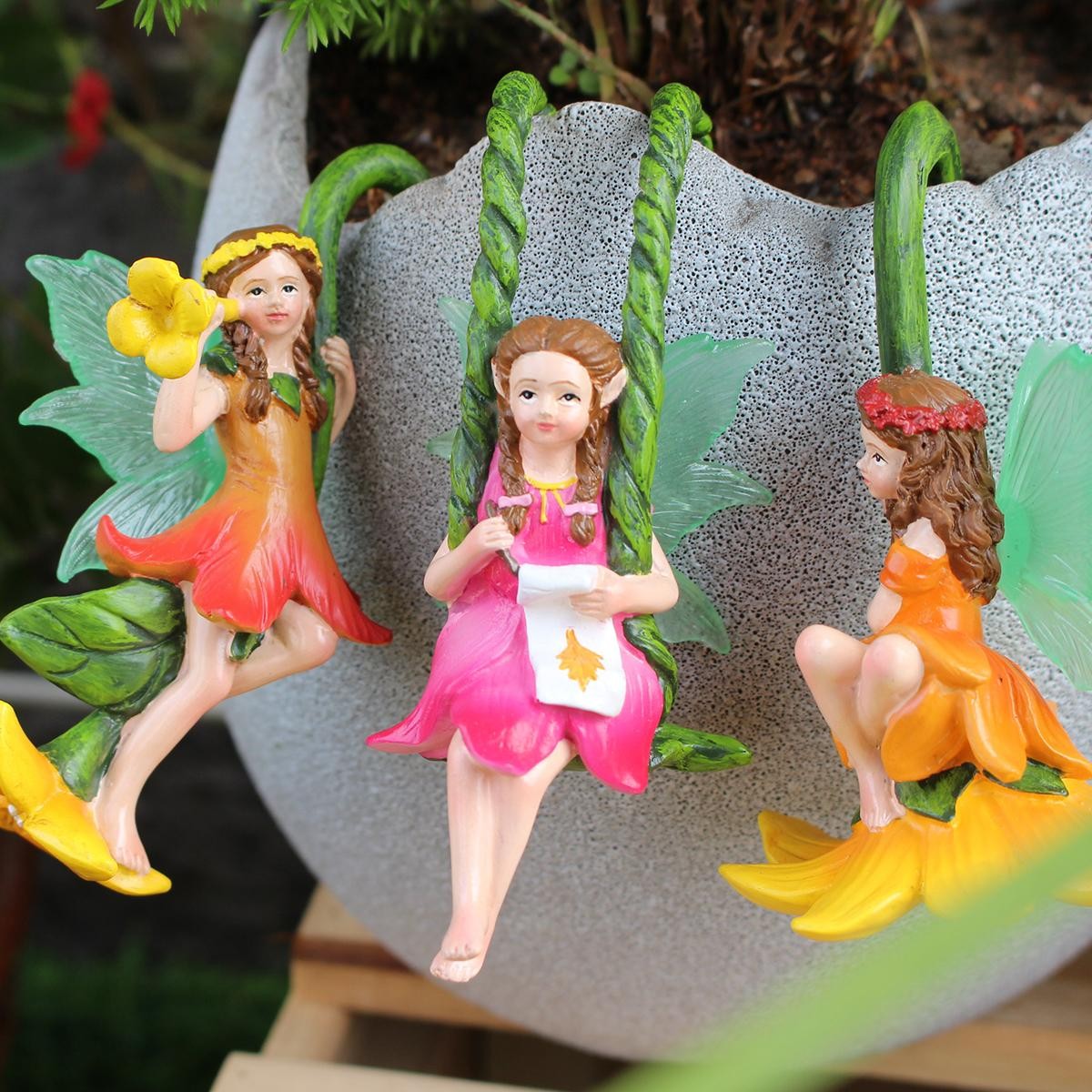 3pc Tree Vine Flower Fairy Diy Garden Bonsai Pendant Home Decor Craft
