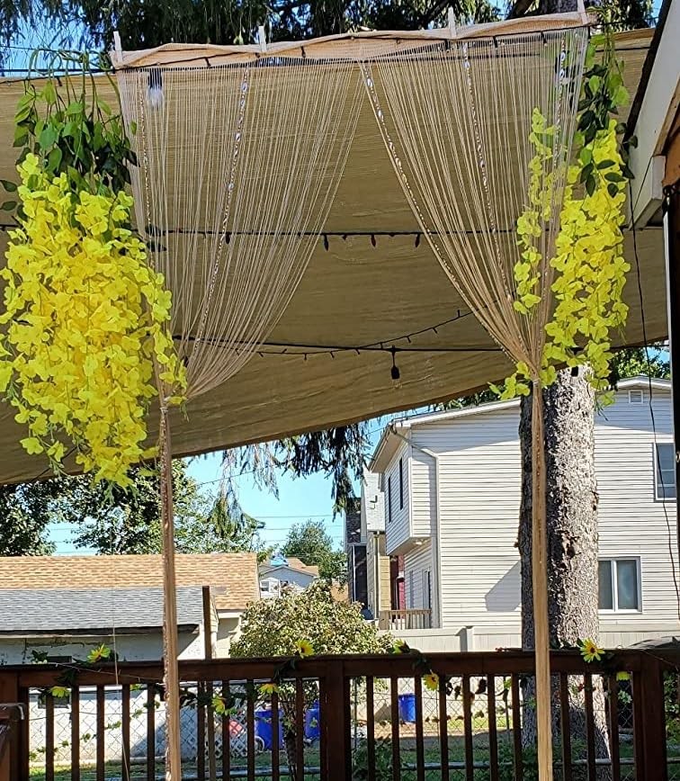 Fermus 24 Pack 3.6ft Artificial Wisteria Hanging Flowers Garland Yellow