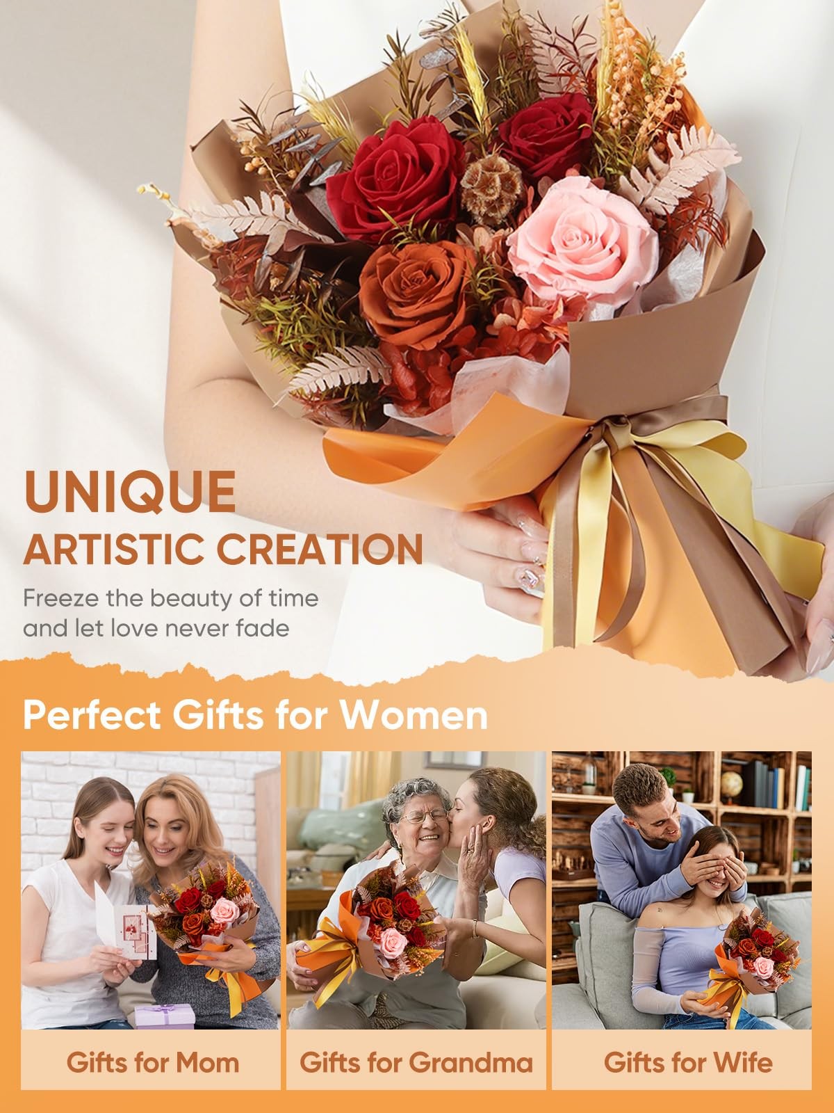Preserved Flower Bouquet Red Real Rose Fresh Flowers Birthday Anniversary Gift