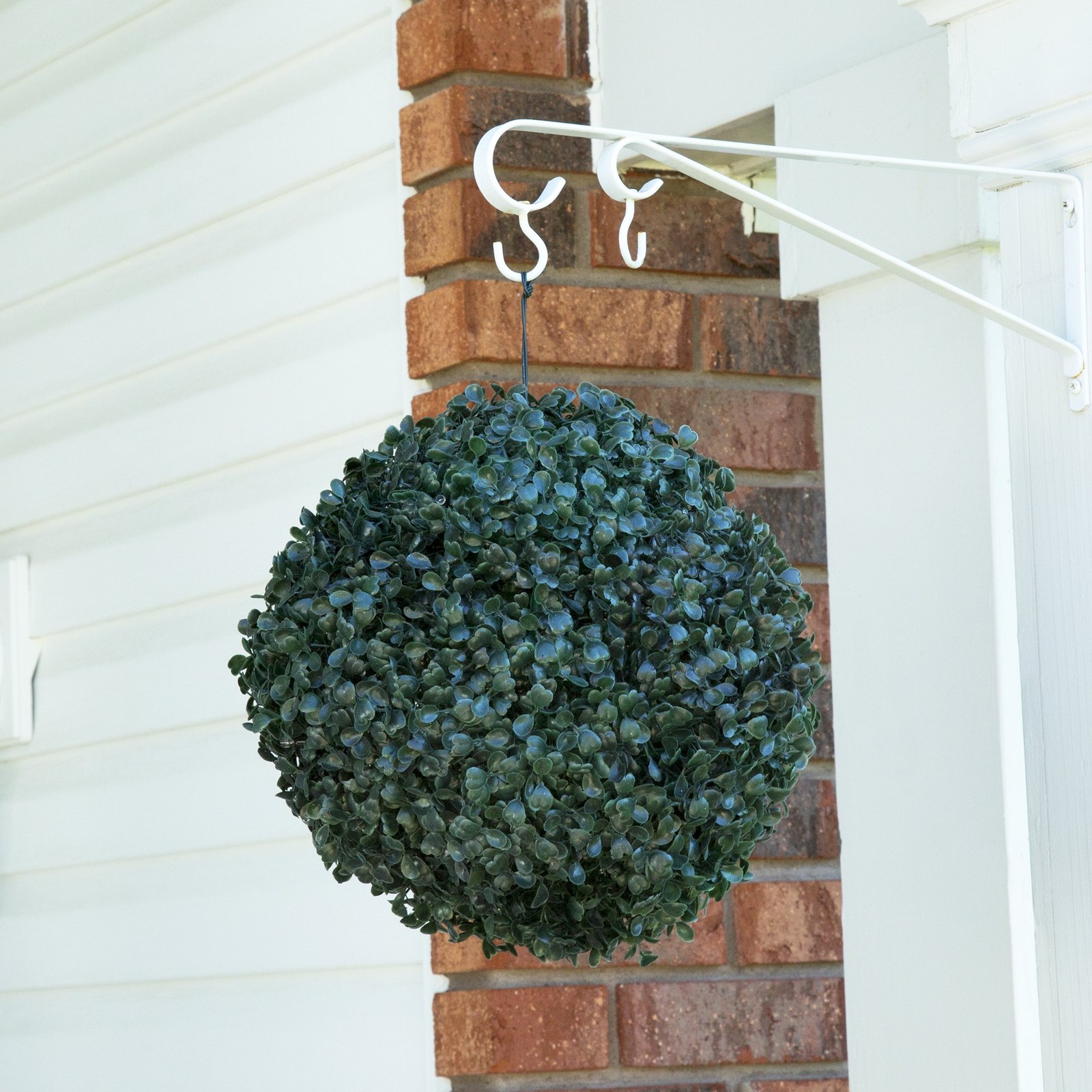 Boxwood Plant – 11in Faux Outdoor Topiary Pre-Lit with Solar LEDs – Artificia…