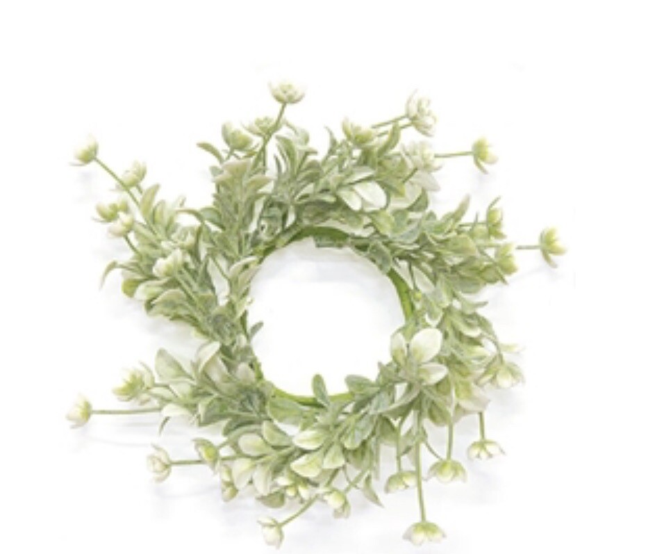 White Star Lavender Buds Candle Ring / Wreath 2.5” Inner Diameter Spring Decor