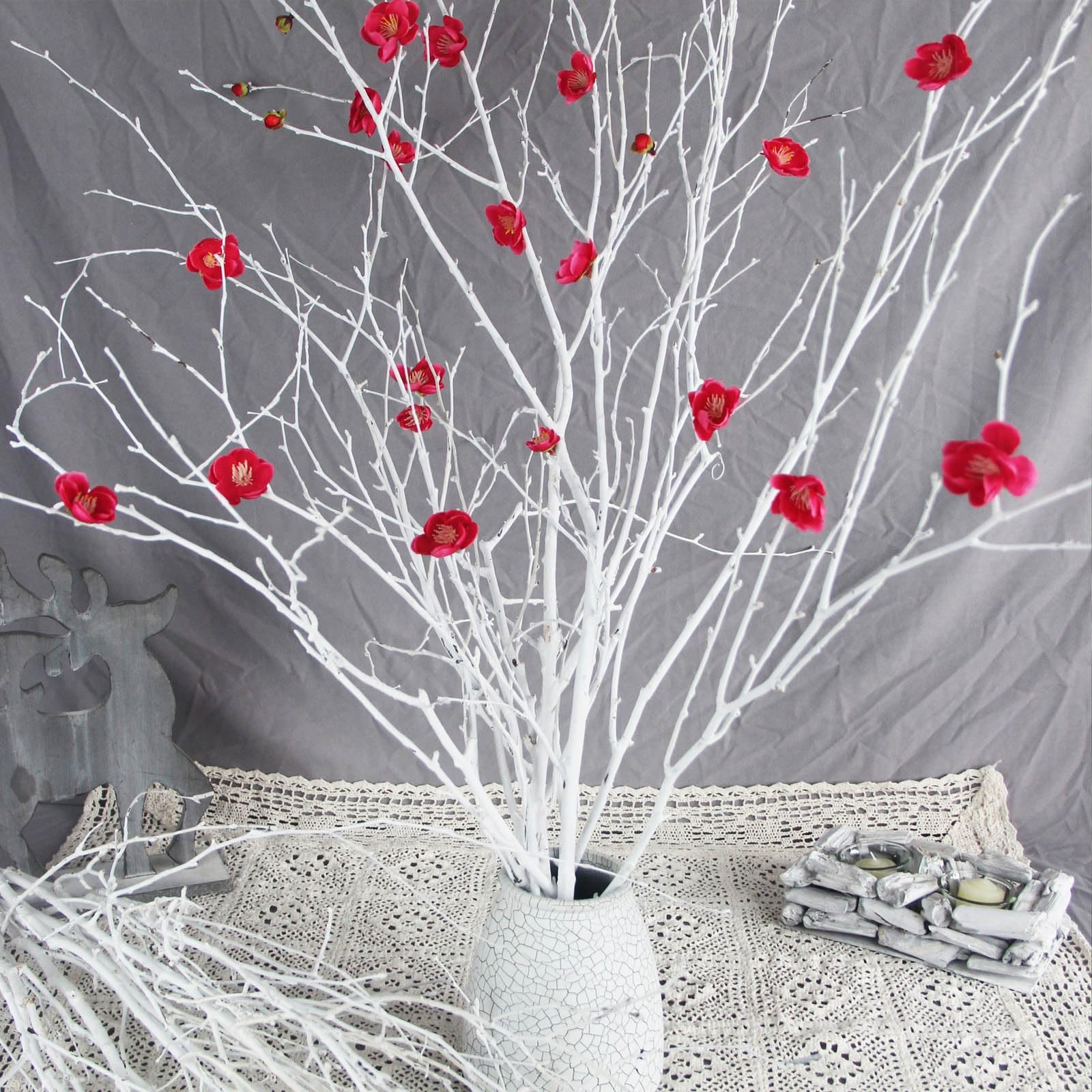 30 PCS Real Dried Birch Twigs 17 Inch White Decorative Branch Vase Decor