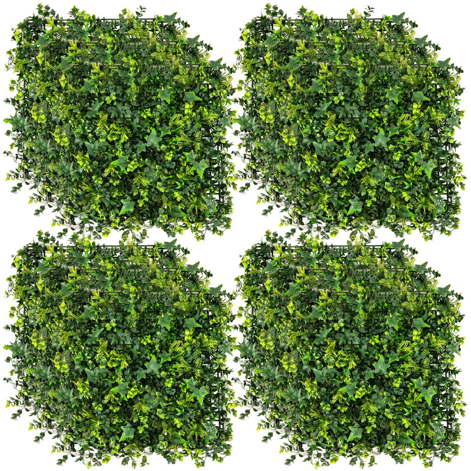12 Pcs 20″ x 20″ Faux Greenery Foliage Panels w/Insertable Branches for Backyard