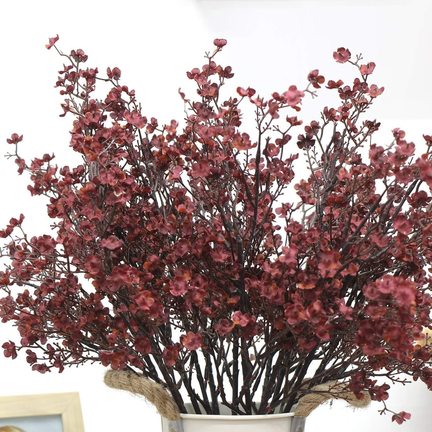 Elegant Burgundy Silk Artificial Baby’s Breath – 6 Bundle for Home Decor