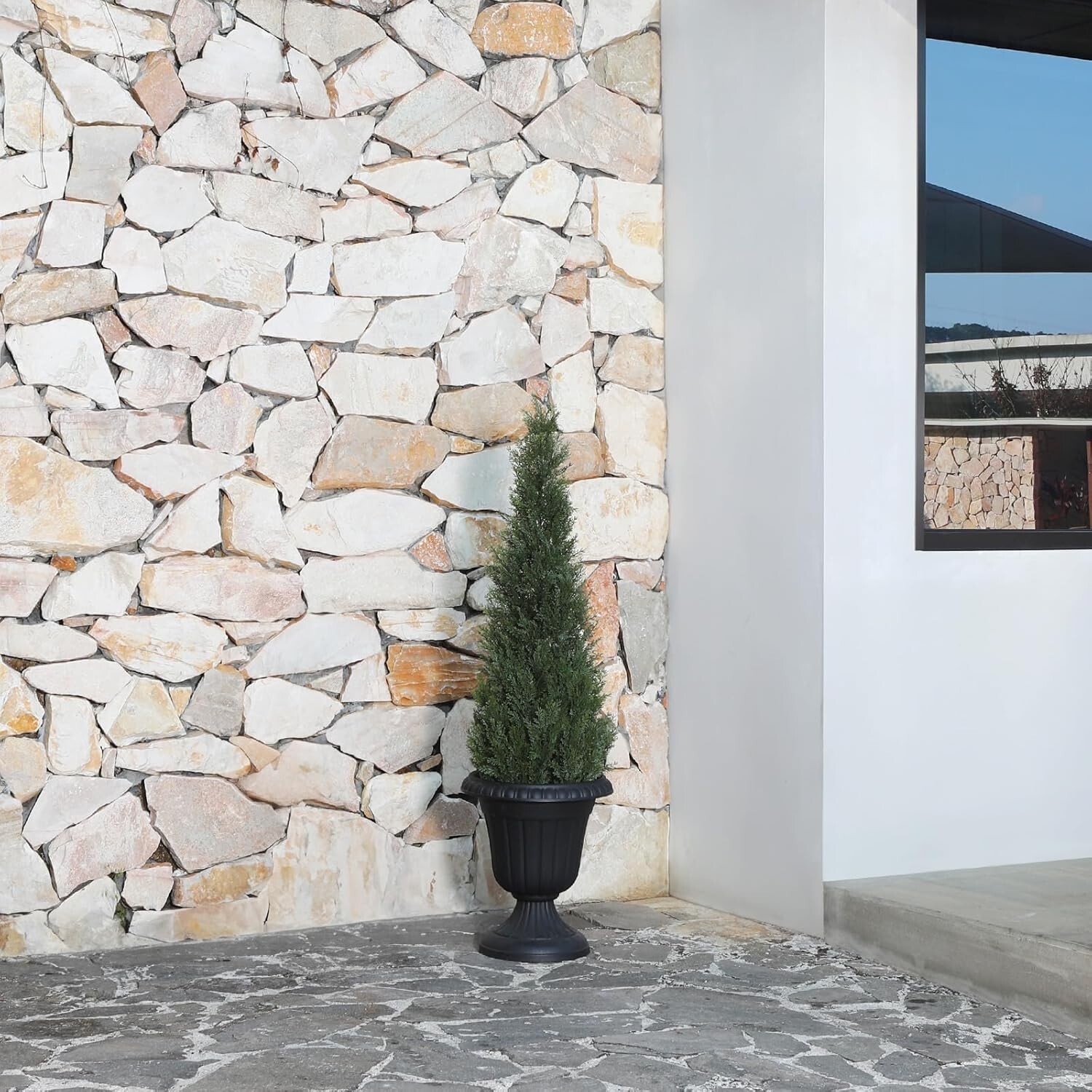 Set of 2 – 4FT Artificial Cedar Topiary Trees for -Round Outdoor Elegance