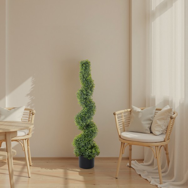 2pcs Green 115cm Spiral Boxwood PVC Artificial Tree Greenery Plants Topiary Tree