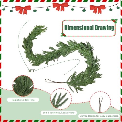 Christmas Garlands Norfolk Pine – Real Touch Pine Garlands – Garlands 9FT
