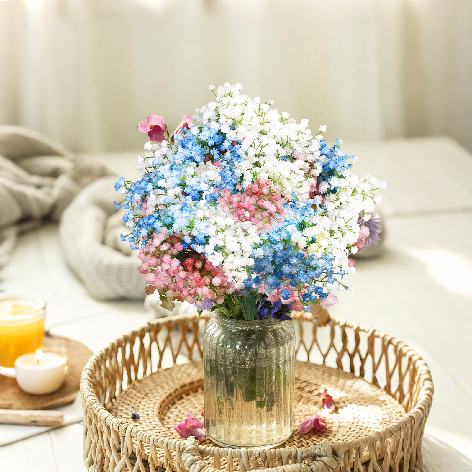 18Pcs Artificial Babys Breath Flowers Silk Gypsophila Wedding Bouquet Home Decor