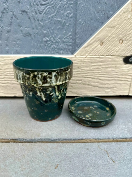 Green Hand Glazed Plant Pot