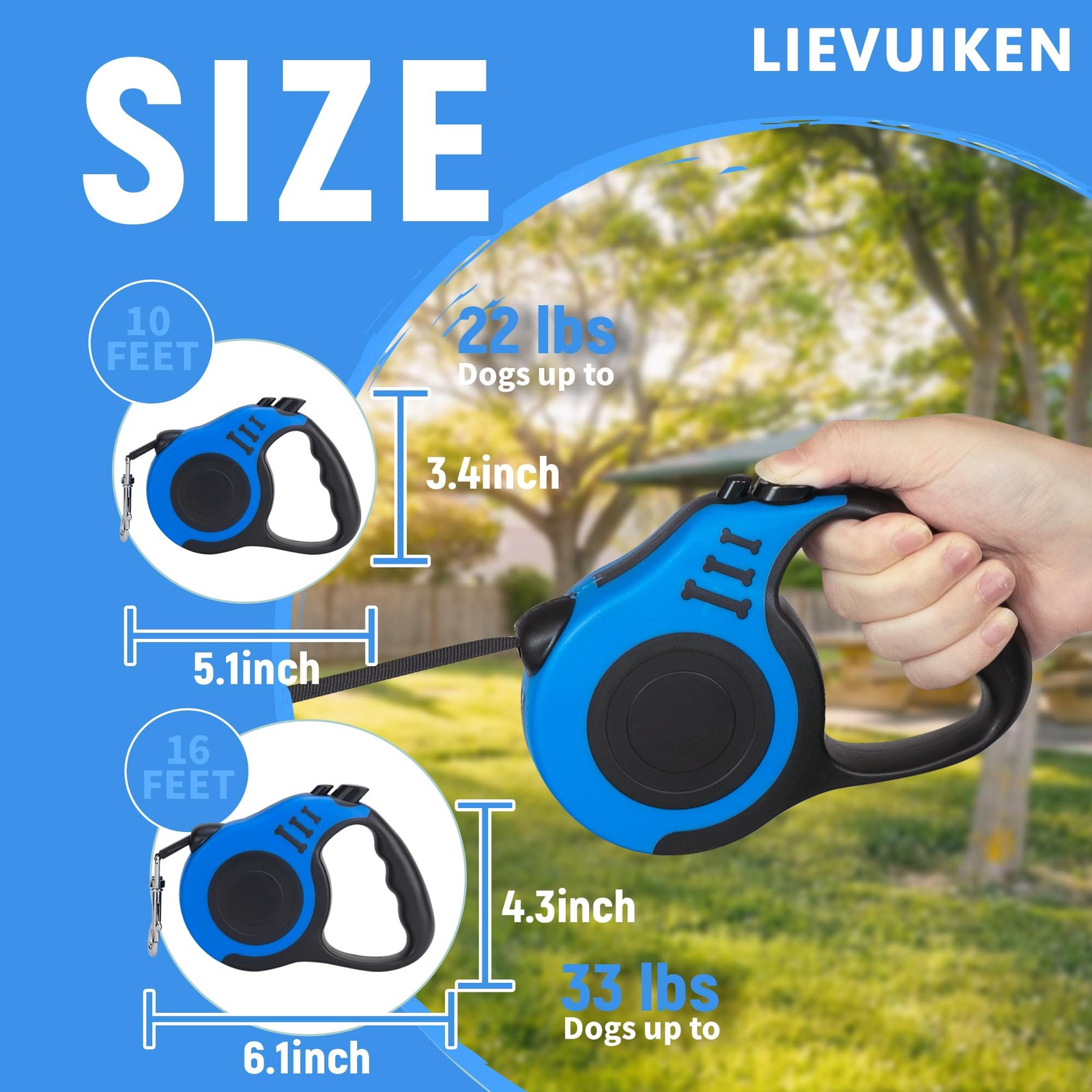 Retractable Dog Leash Automatic Telescopic Tractor 16FEET, Blue